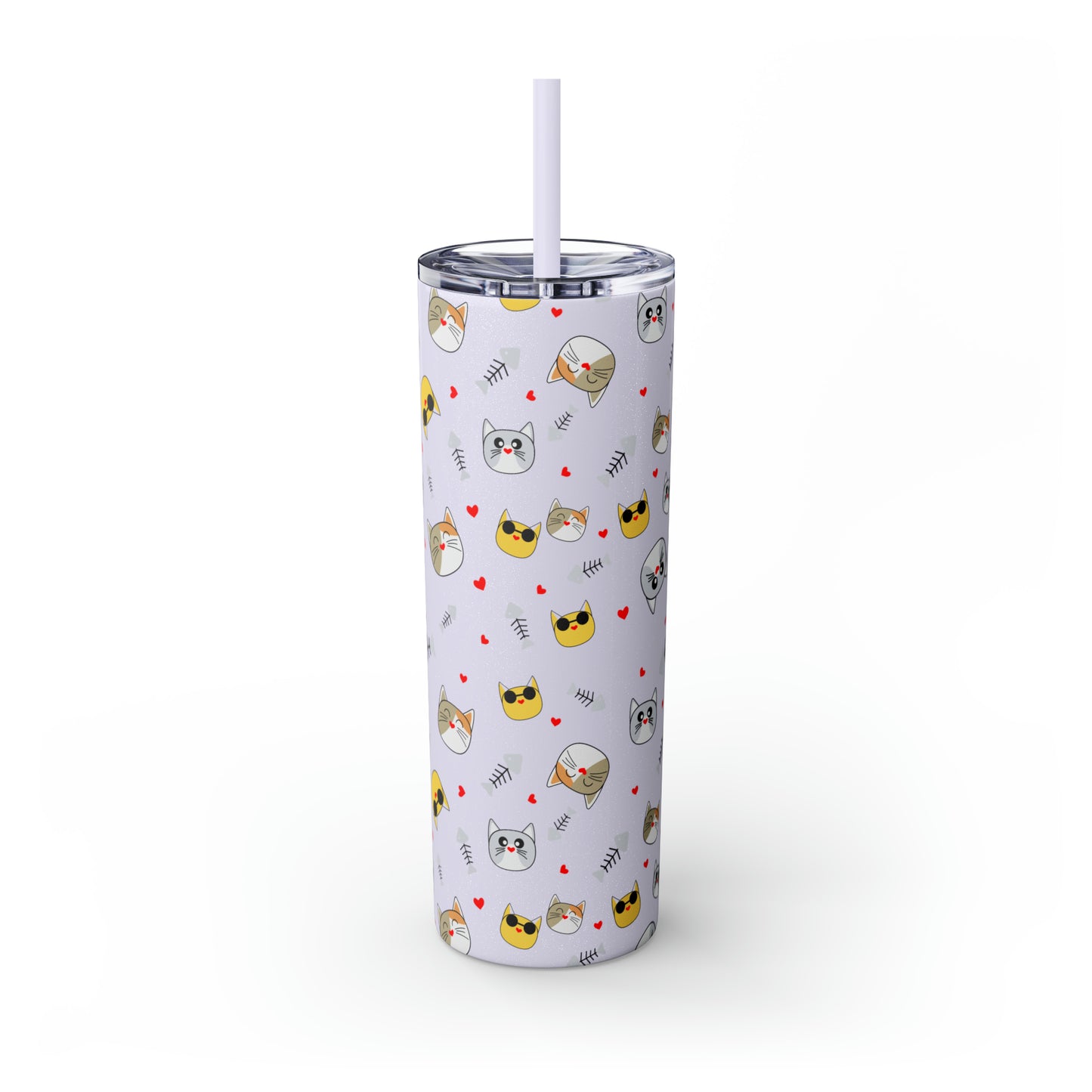Cat Tumbler with Straw, 20oz