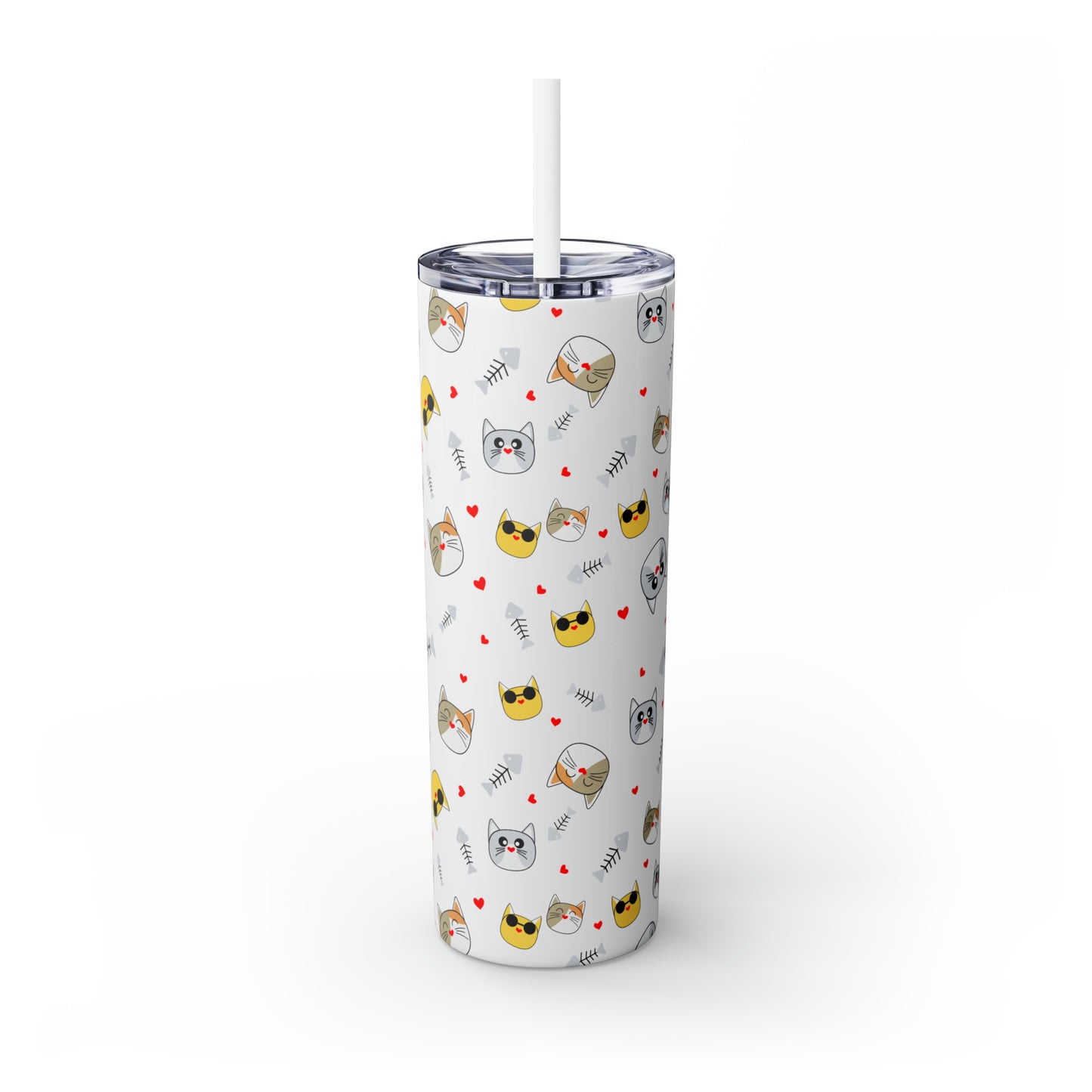 Cat Tumbler with Straw, 20oz