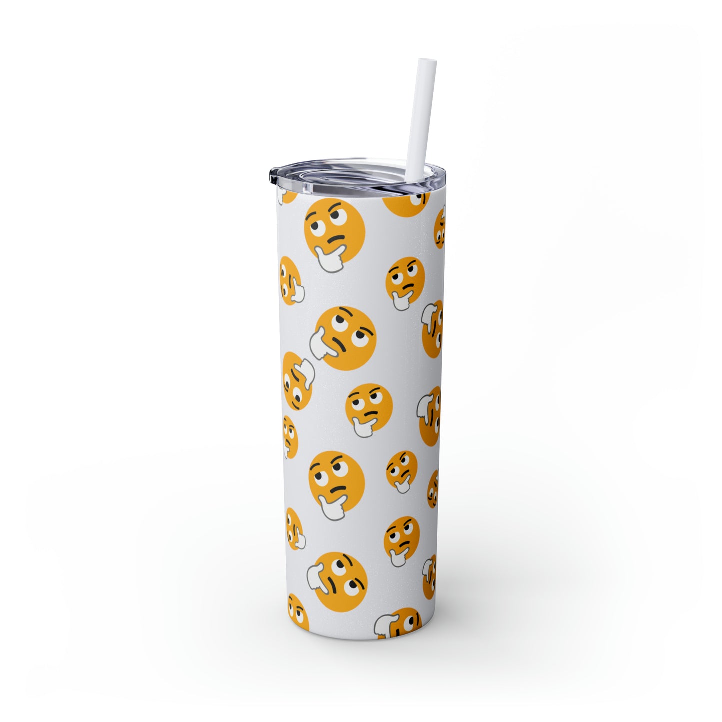 Thinking Emoji Tumbler with Straw, 20oz