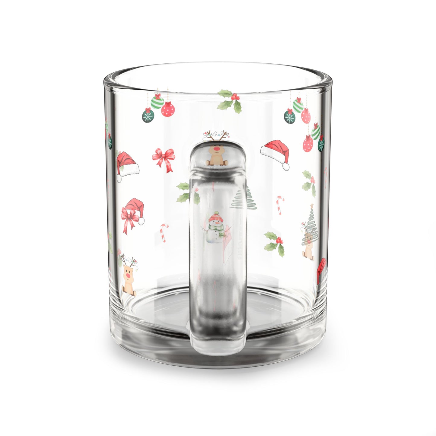 Festive Holiday Glass Mug, 10oz - Perfect for Christmas, Winter Parties, Coffee Lovers, Gift for Friends, Home Decor