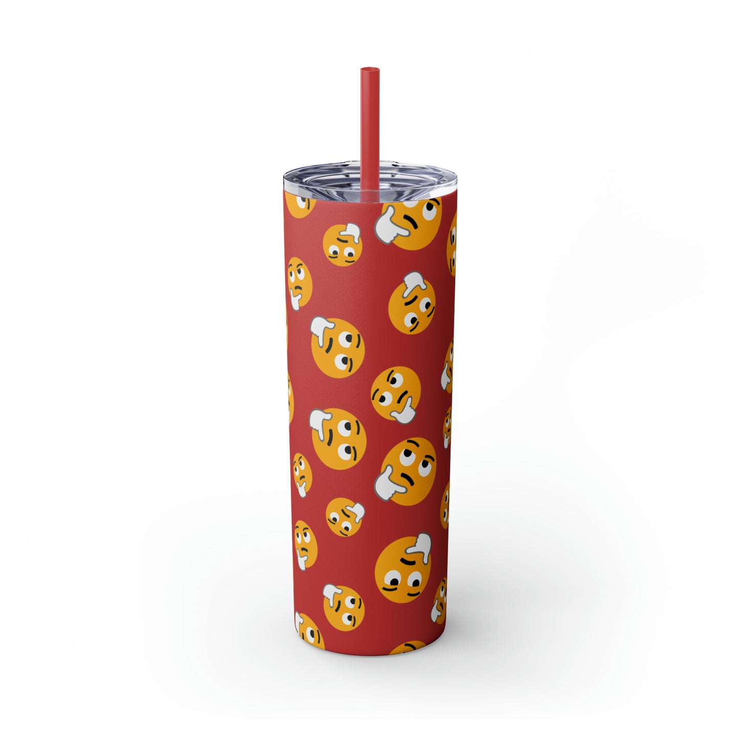 Thinking Emoji Tumbler with Straw, 20oz