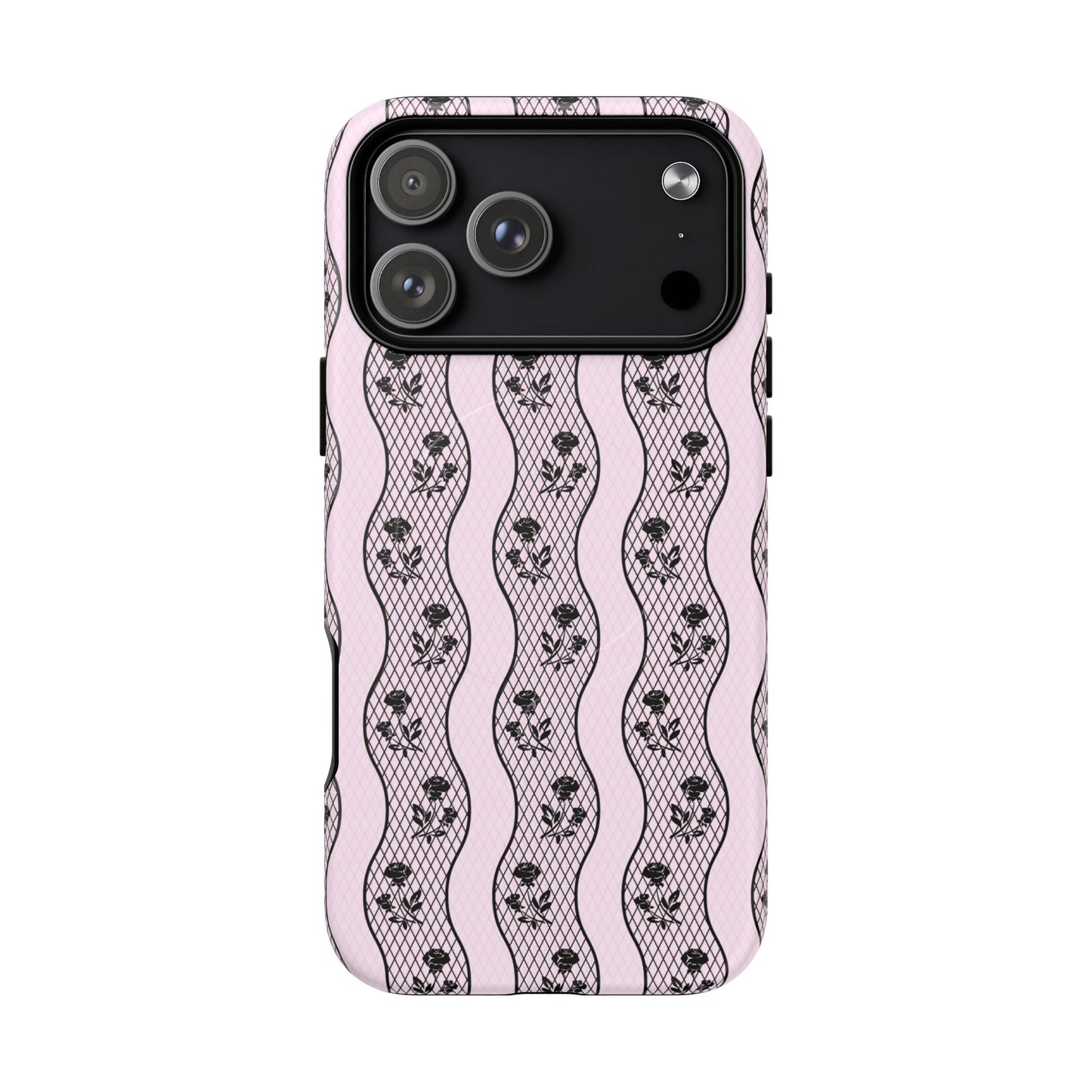 Blush Stripe Lace Bloom MagSafe Phone Case