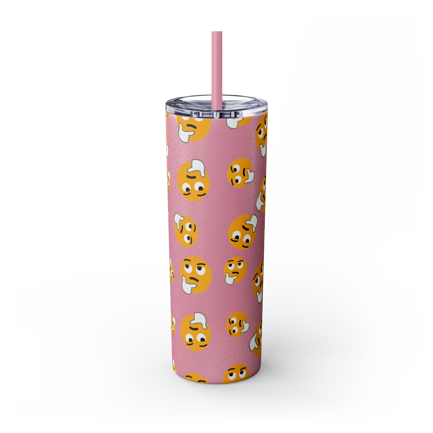 Thinking Emoji Tumbler with Straw, 20oz