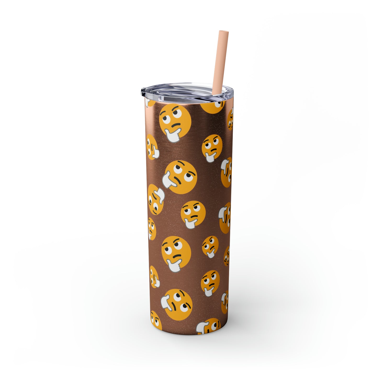 Thinking Emoji Tumbler with Straw, 20oz