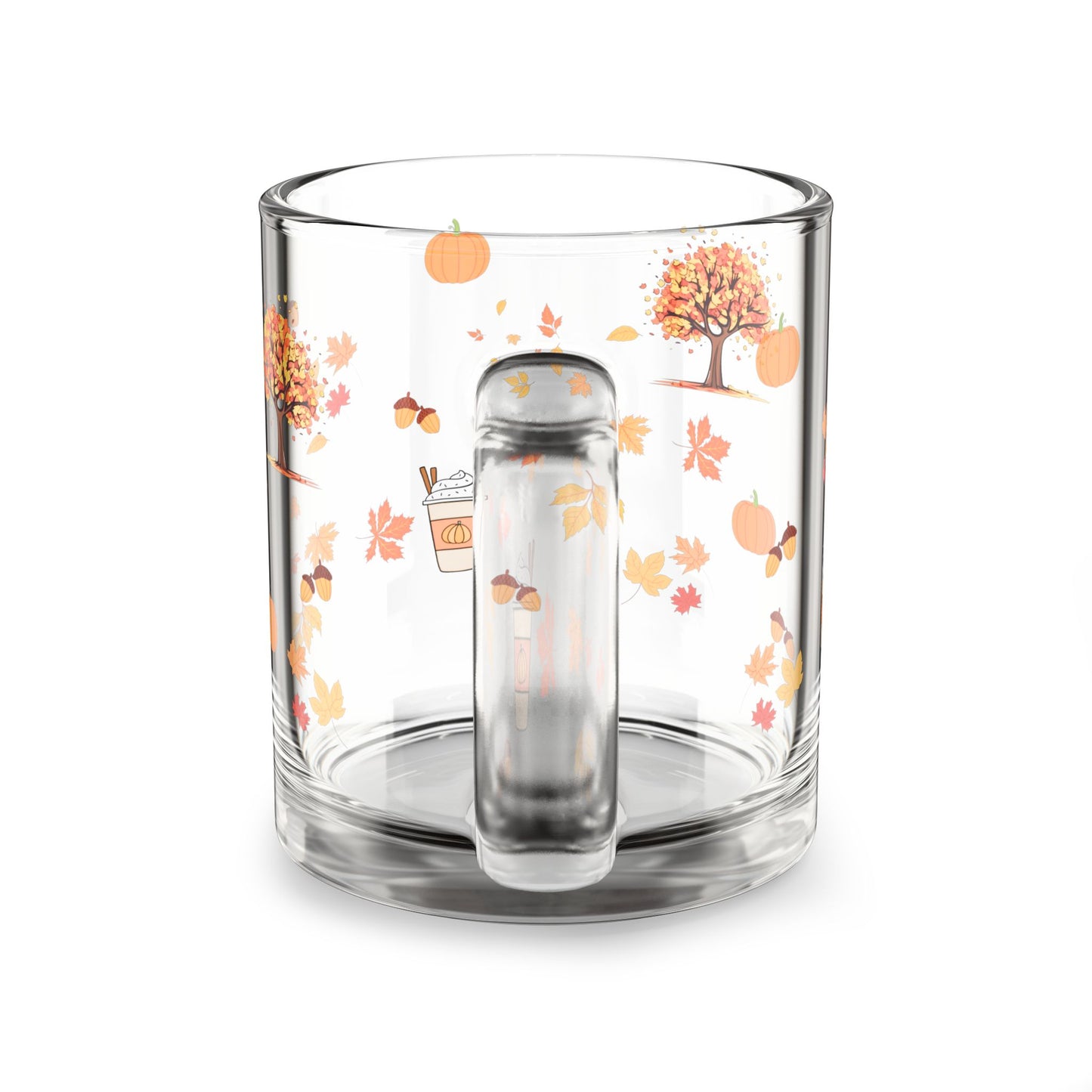 Autumn Vibes Glass Mug, Fall Coffee Cup, Seasonal Drinkware, Cozy Kitchen Decor, Thanksgiving Gift, Hand-Painted Mugs