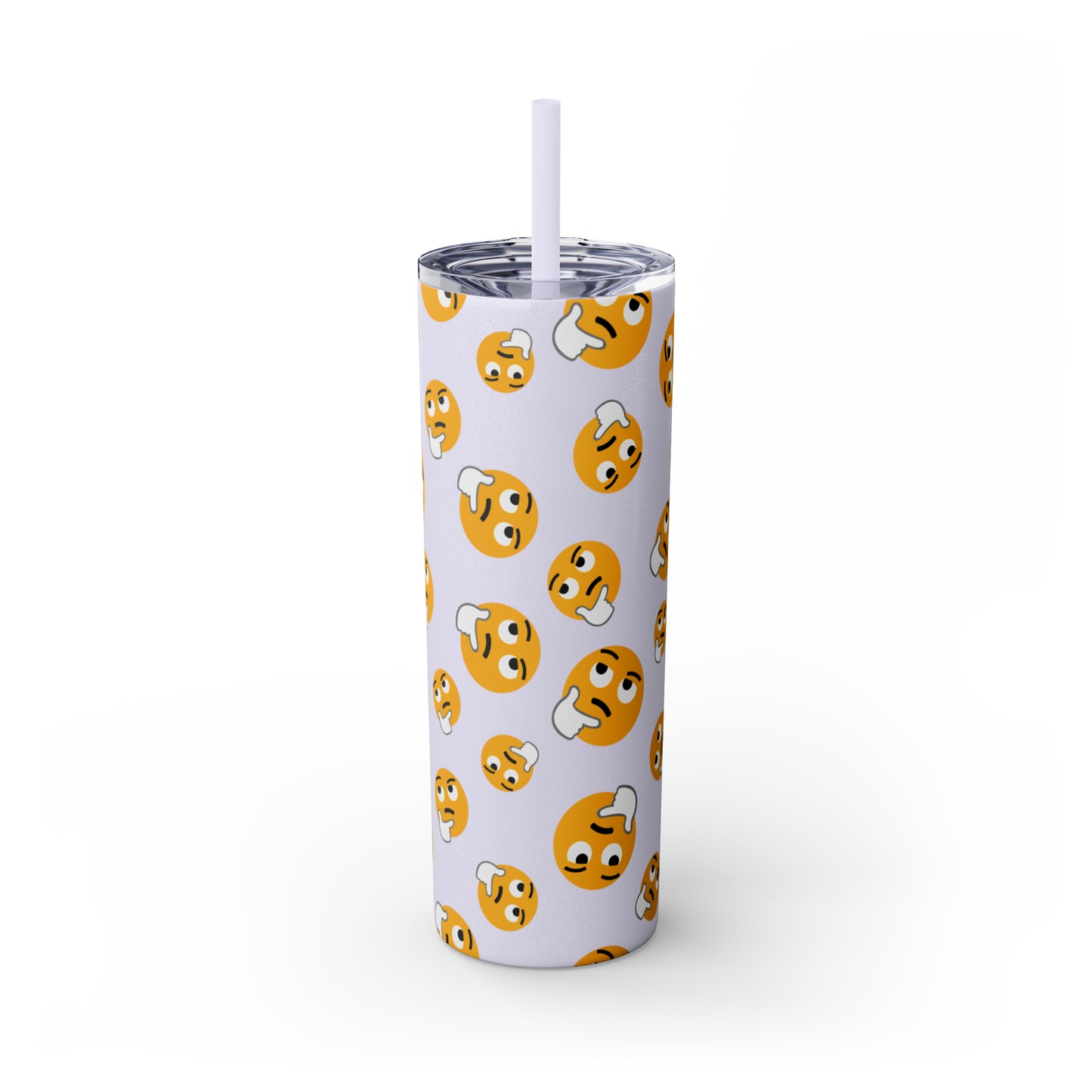 Thinking Emoji Tumbler with Straw, 20oz