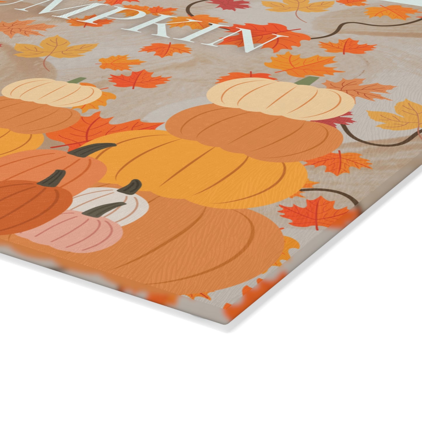 Autumn-Themed Glass Cutting Board, Hello Pumpkin Design for Fall Cooking, Kitchen Decor, Thanksgiving Gift, Seasonal Home Accessory