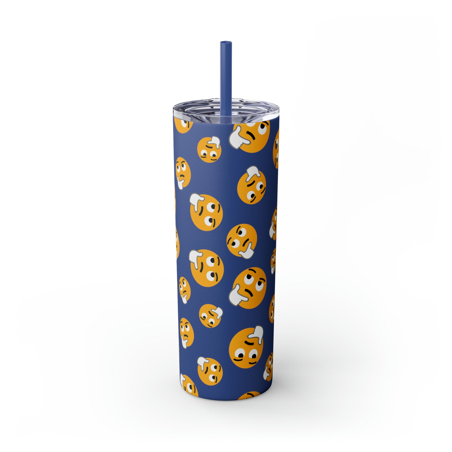 Thinking Emoji Tumbler with Straw, 20oz