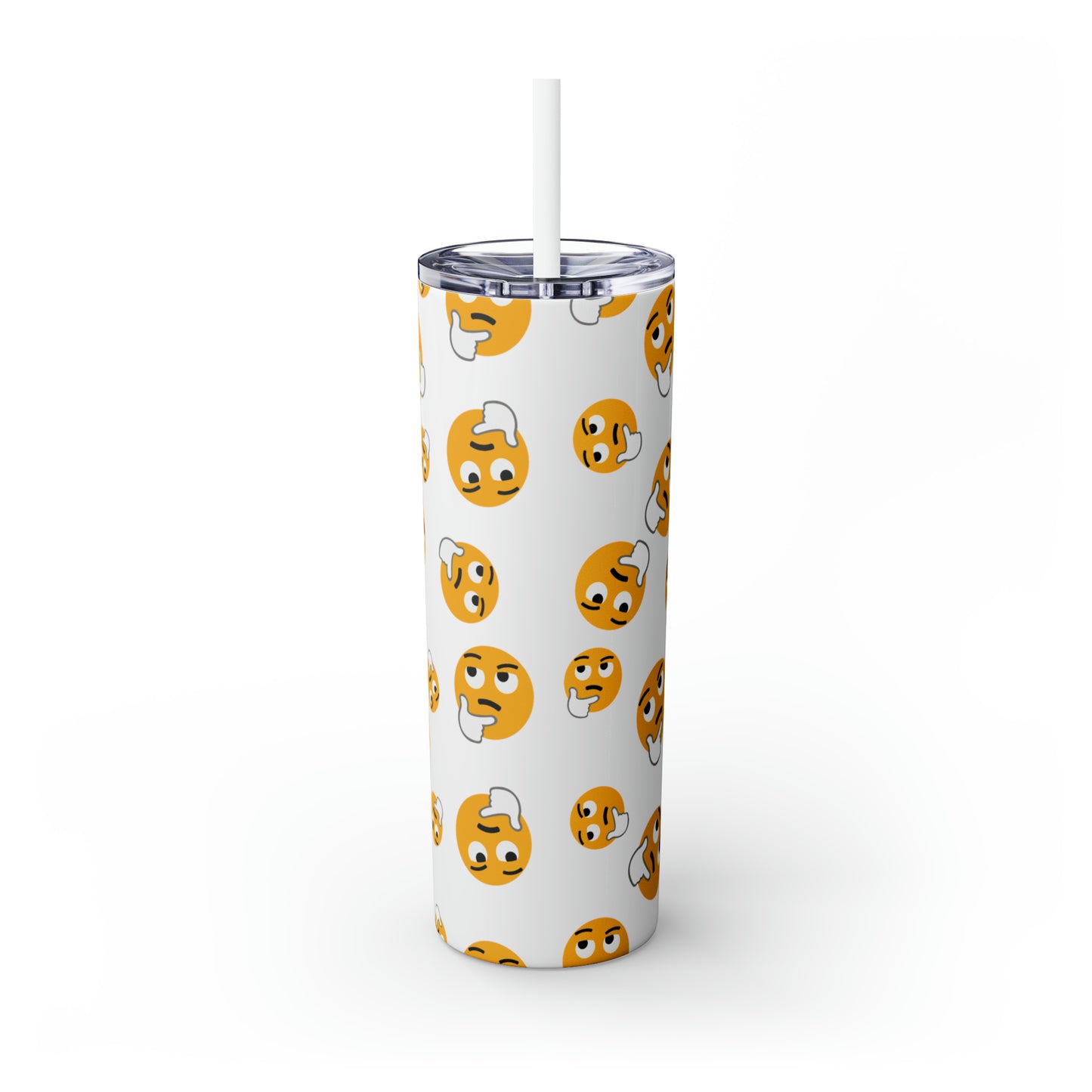Thinking Emoji Tumbler with Straw, 20oz
