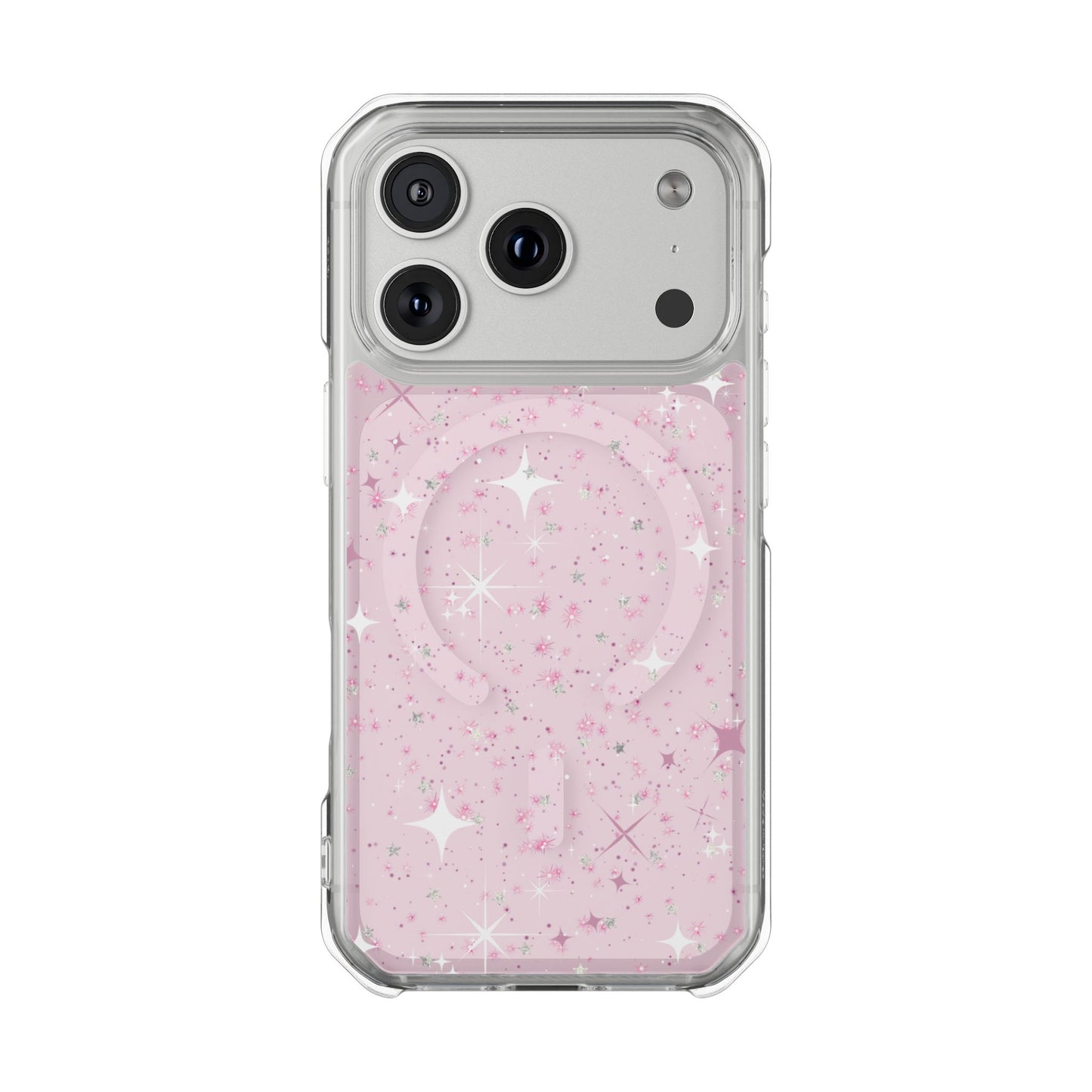 Clear Pink Stardust Magnetic Phone Case