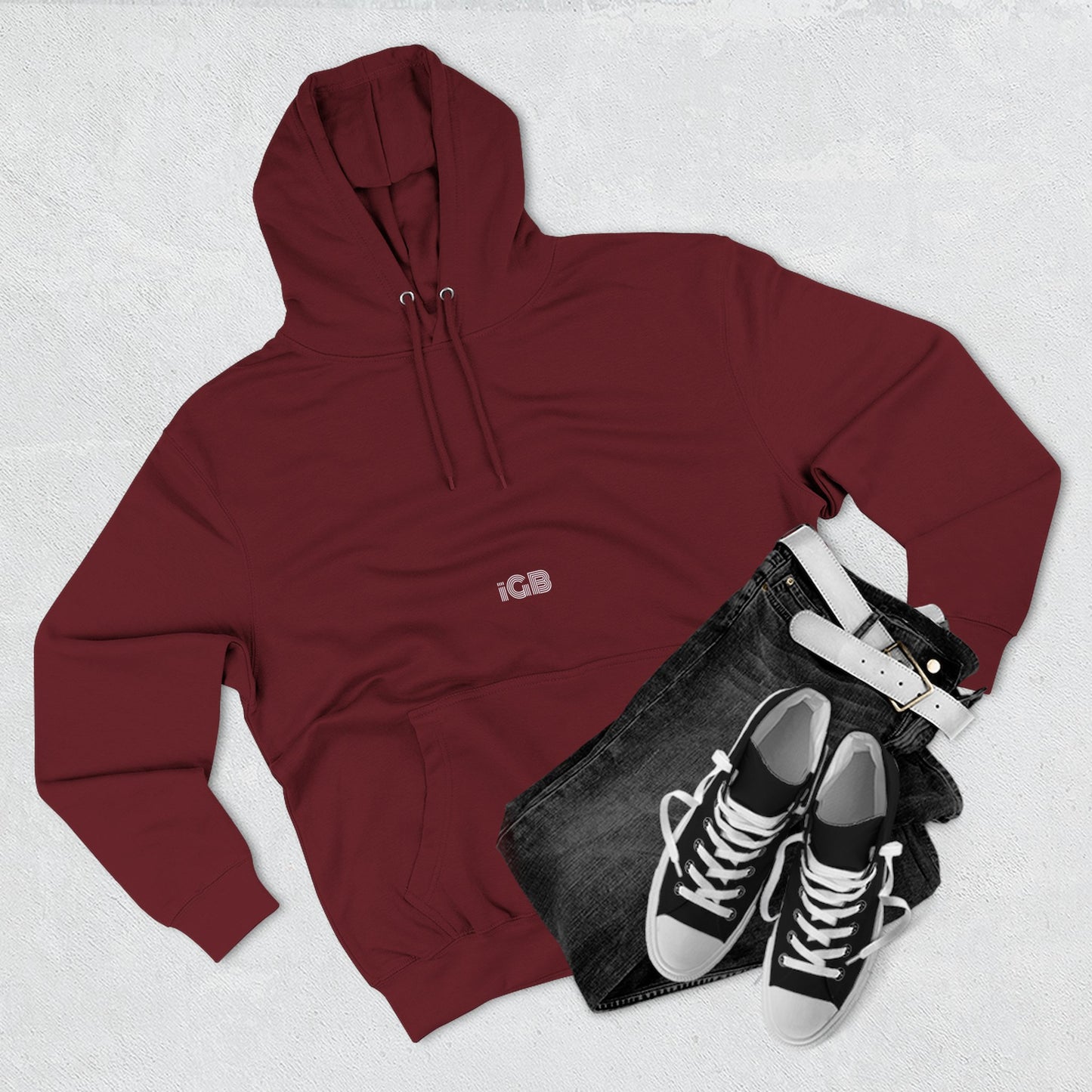 iGB Fits Cozy Three-Panel Fleece Hoodie, Casual Wear, Unisex Fashion, Gift for Her/Him, Fall/Winter Apparel, Comfortable Layering