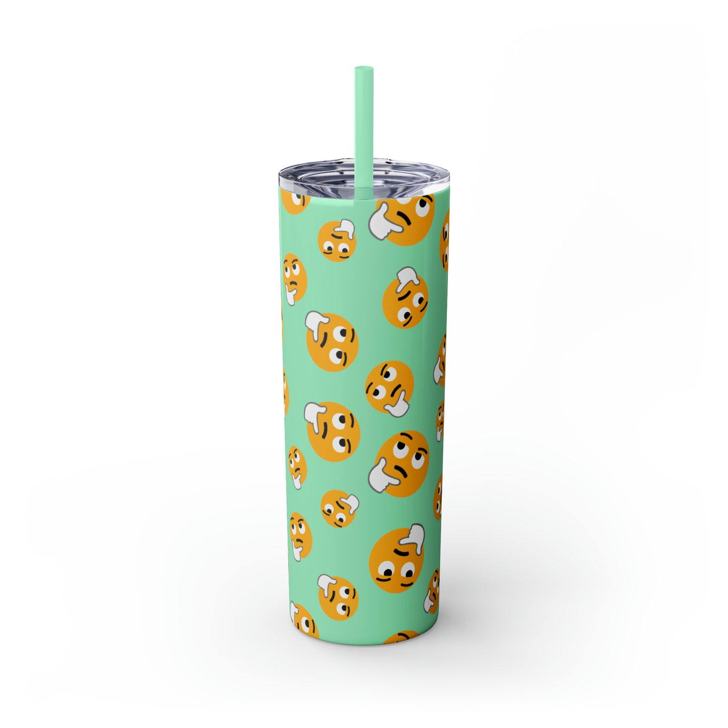 Thinking Emoji Tumbler with Straw, 20oz