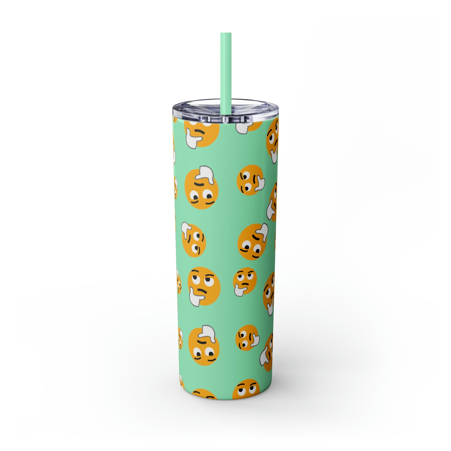 Thinking Emoji Tumbler with Straw, 20oz