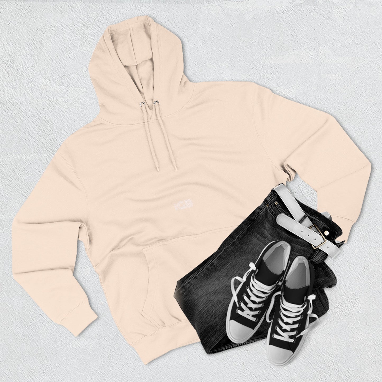 iGB Fits Cozy Three-Panel Fleece Hoodie, Casual Wear, Unisex Fashion, Gift for Her/Him, Fall/Winter Apparel, Comfortable Layering