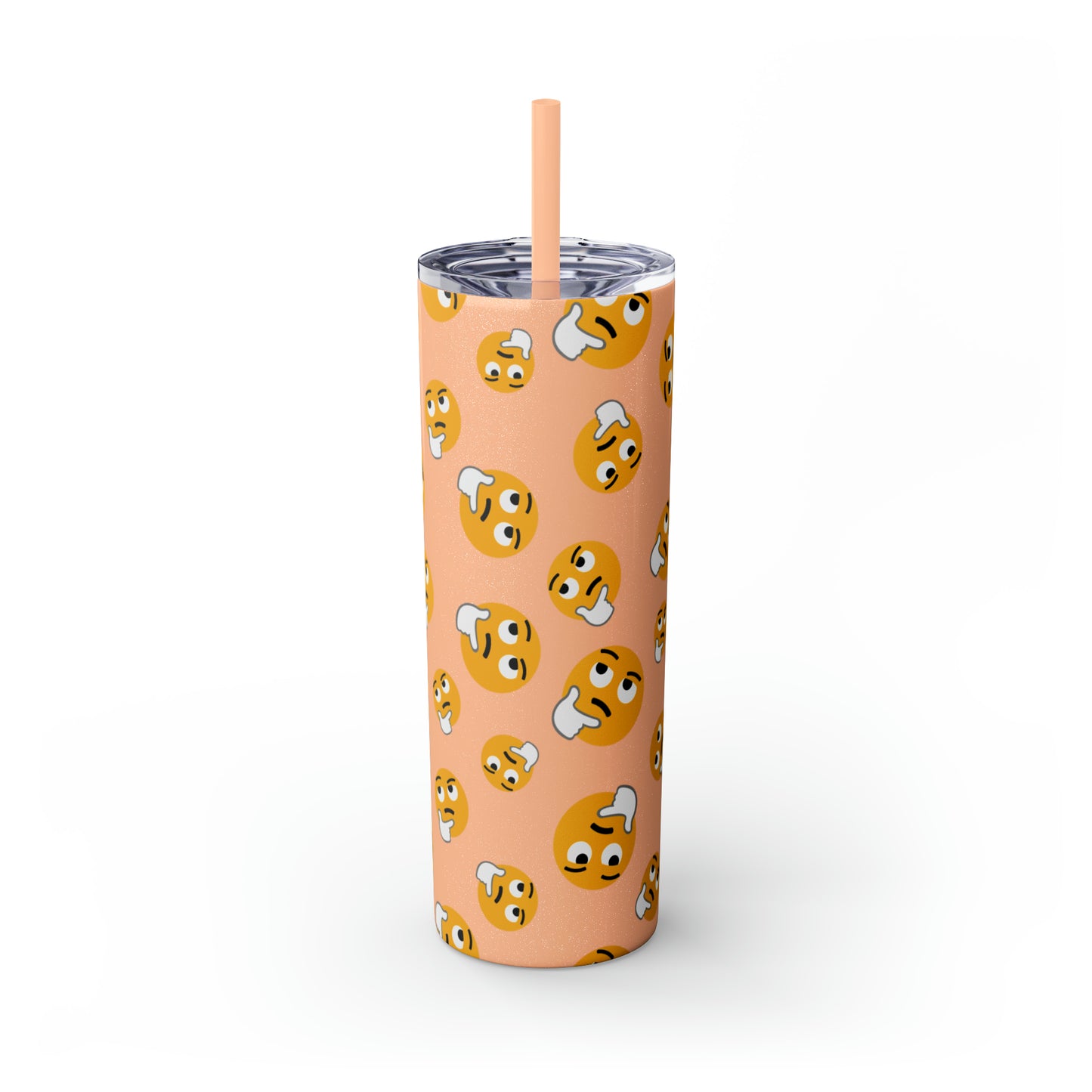 Thinking Emoji Tumbler with Straw, 20oz