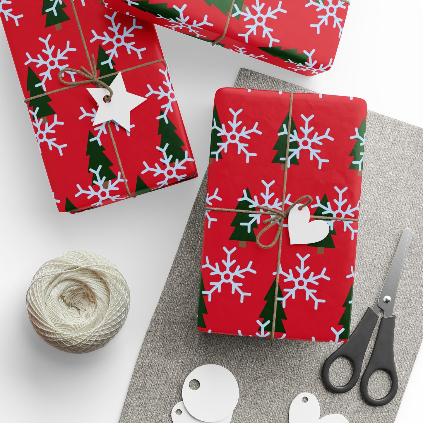 Christmas & Snow Red Wrapping Paper