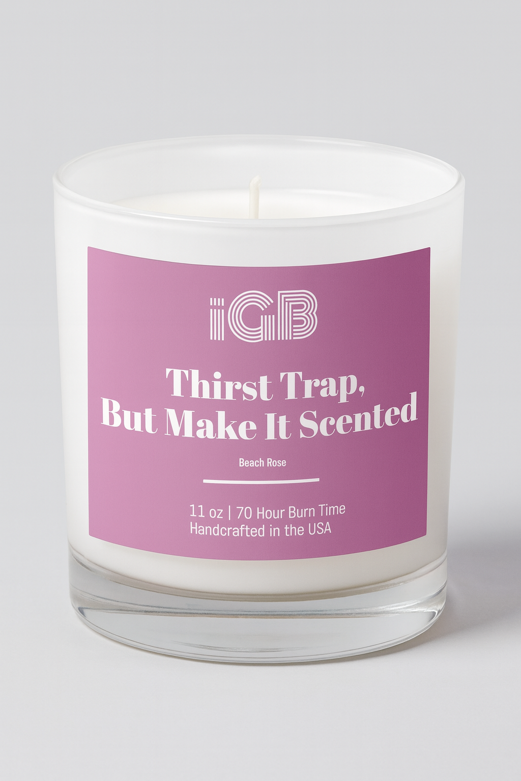 Thirst Trap Glass Candle, 11oz- Cheeky Funny Beach Rose Scented