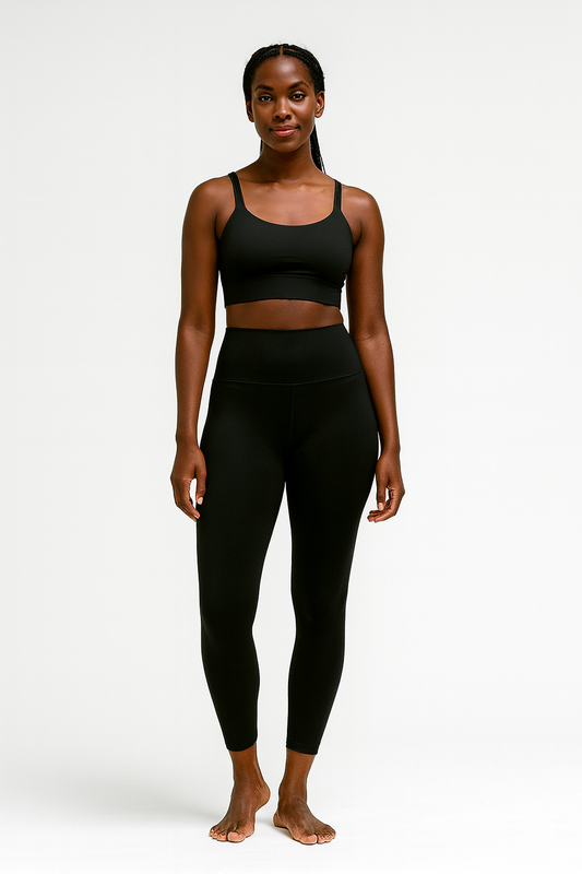 iGB Fits Black High-Waisted Leggings, Fitness Tights for Women, Stylish Workout Leggings, Activewear, Comfortable Yoga Pants