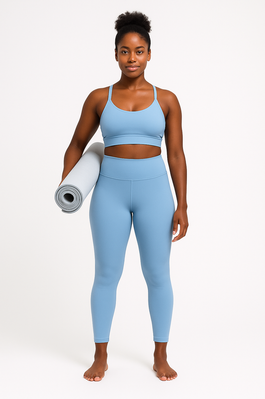 iGB Fits High Waisted Light Blue Yoga Leggings, Activewear, Workout Tights, Athletic Leggings, Fitness Apparel, Comfortable Leggings for Yoga or Gym