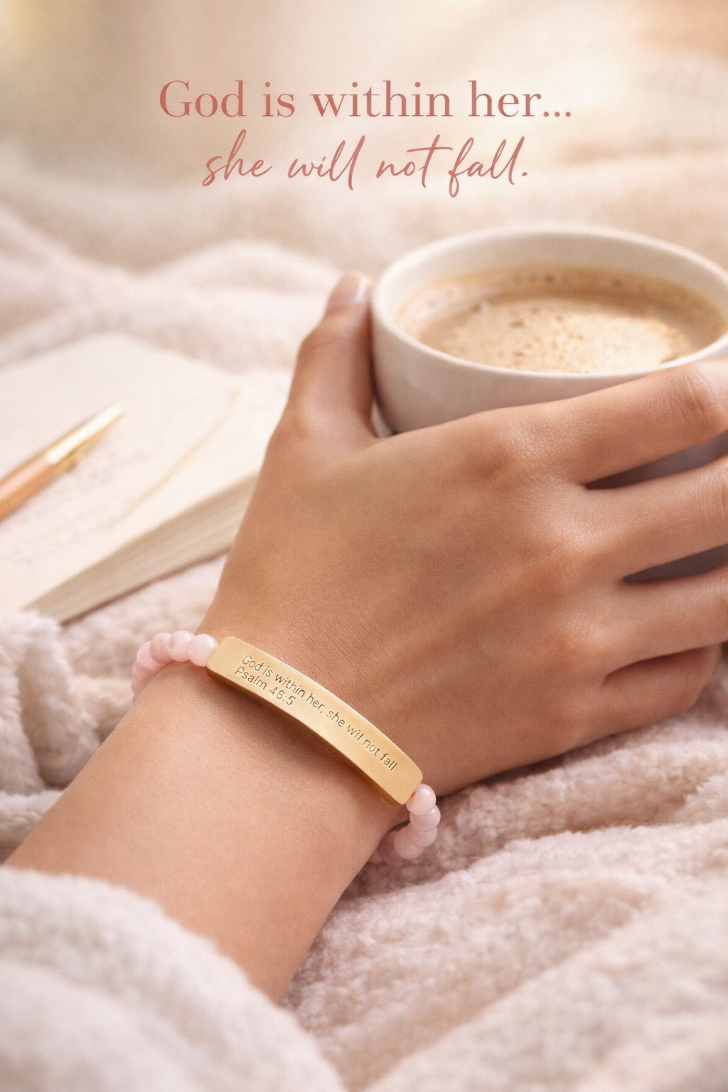 Engravable Natural Stone Stretch Bar Bracelet — Personalized Beaded Bracelet