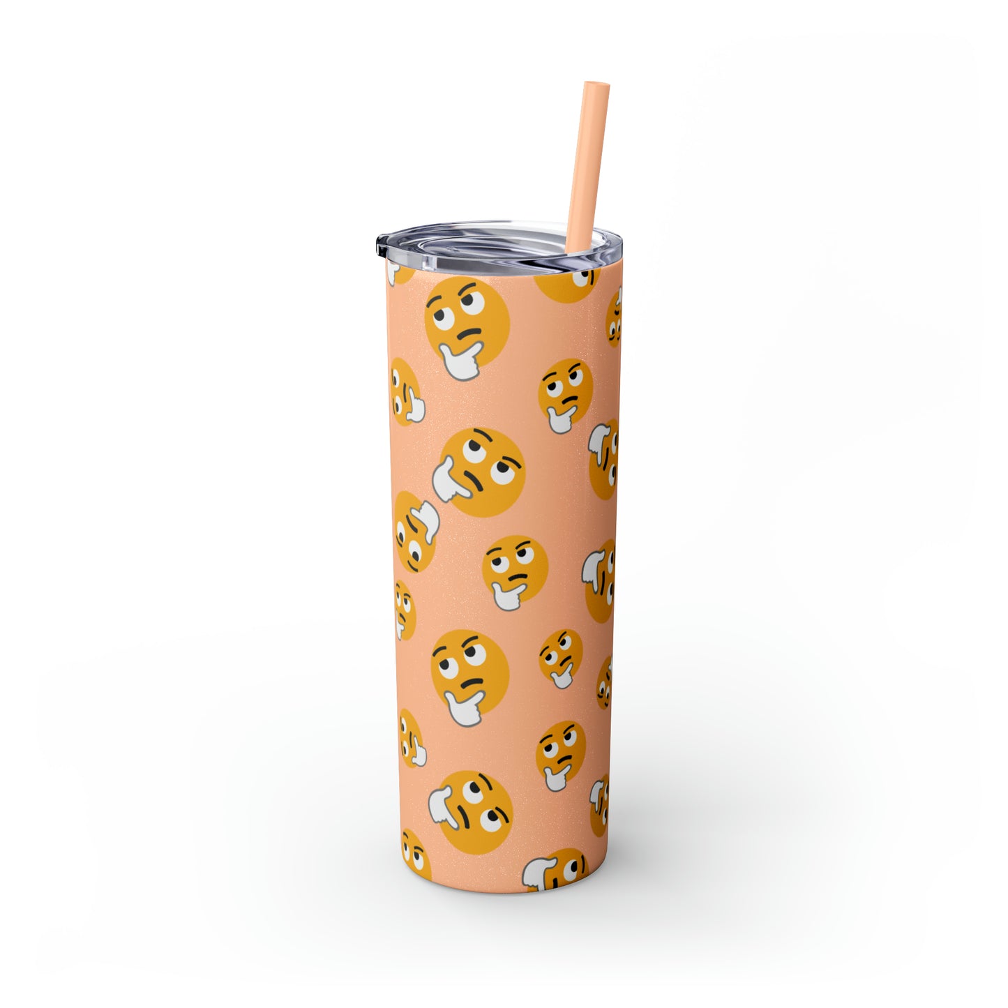 Thinking Emoji Tumbler with Straw, 20oz