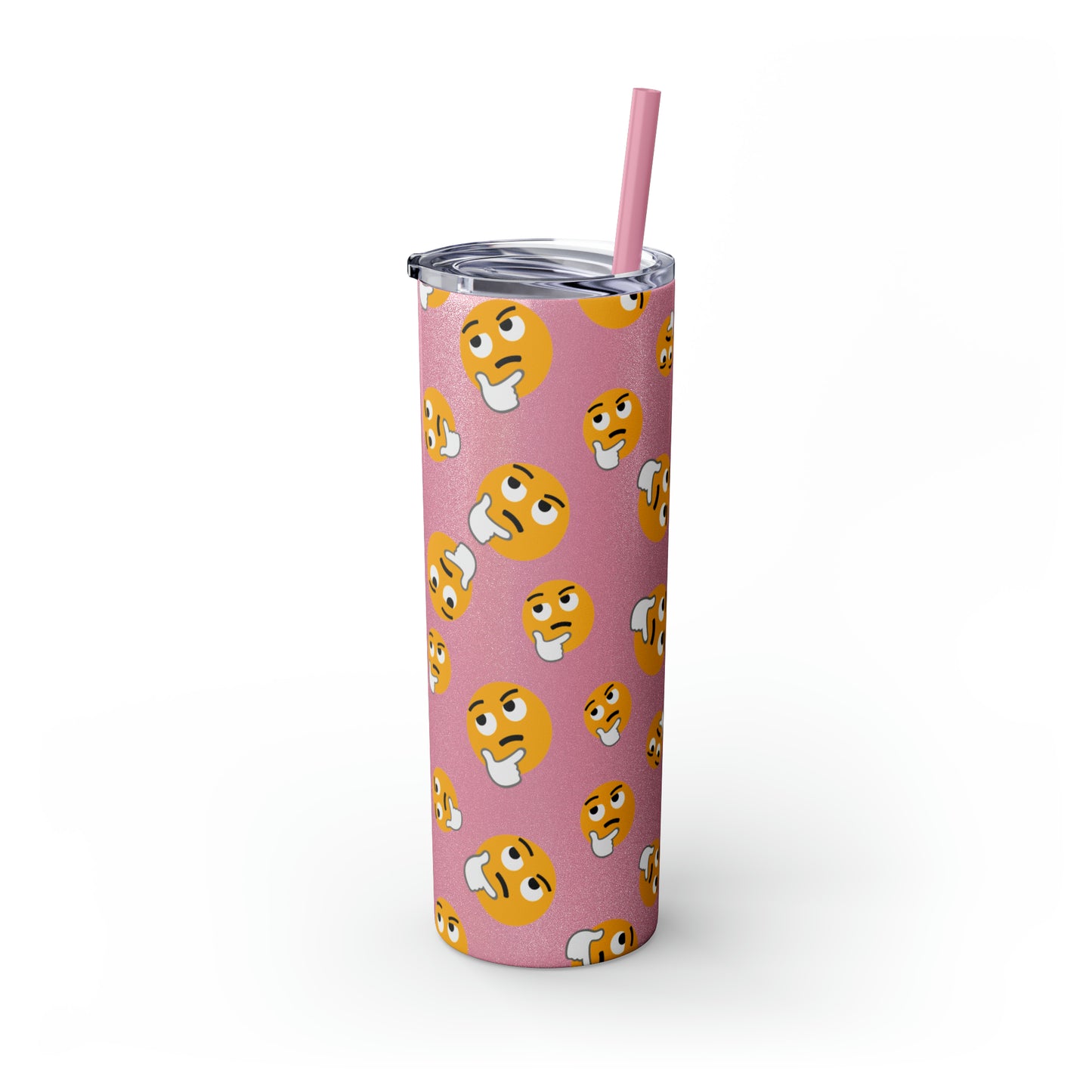 Thinking Emoji Tumbler with Straw, 20oz