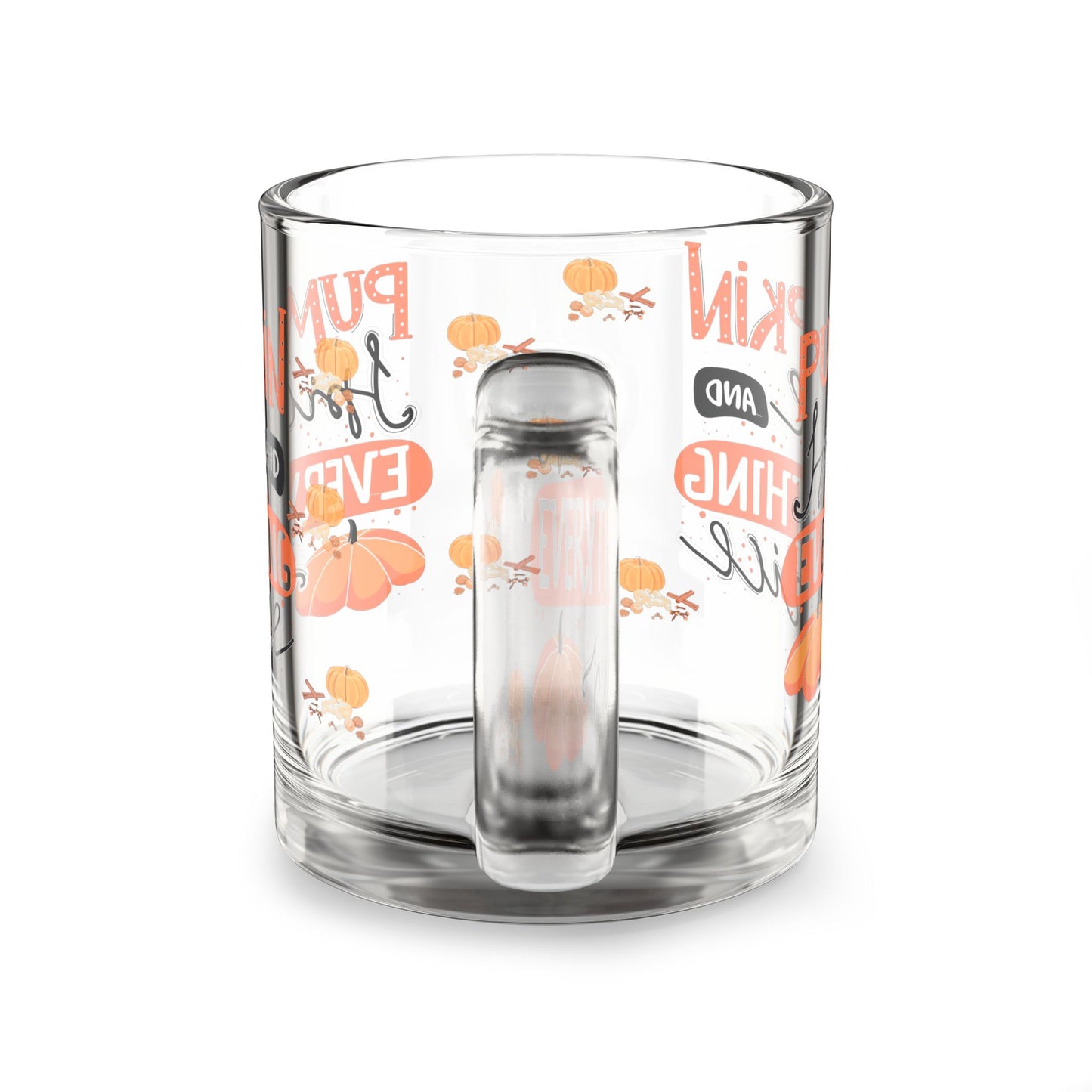 Autumn Pumpkin Spice Glass Mug, Cozy Hot Drink Cup, Fall Decor Gift, Thanksgiving Coffee Mug, Seasonal Orange & Black Tea Mug