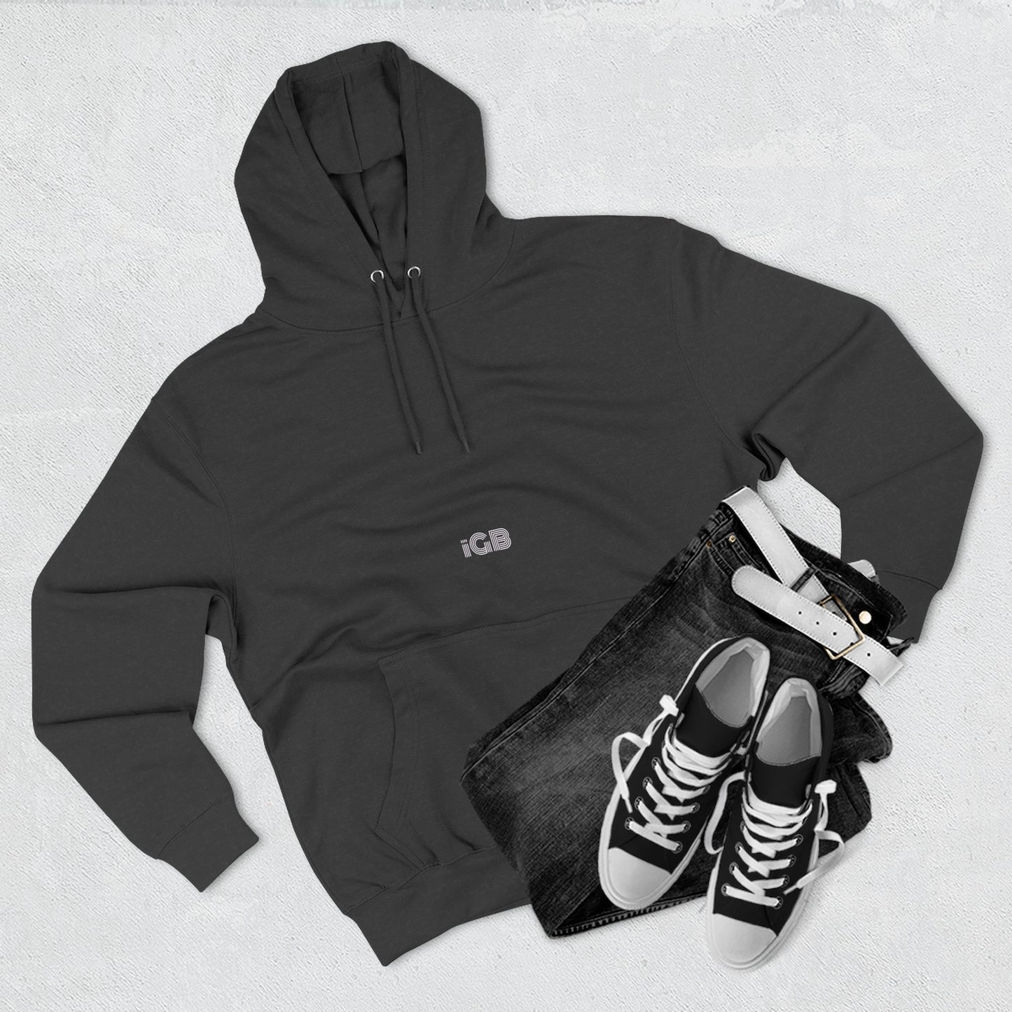 iGB Fits Cozy Three-Panel Fleece Hoodie, Casual Wear, Unisex Fashion, Gift for Her/Him, Fall/Winter Apparel, Comfortable Layering