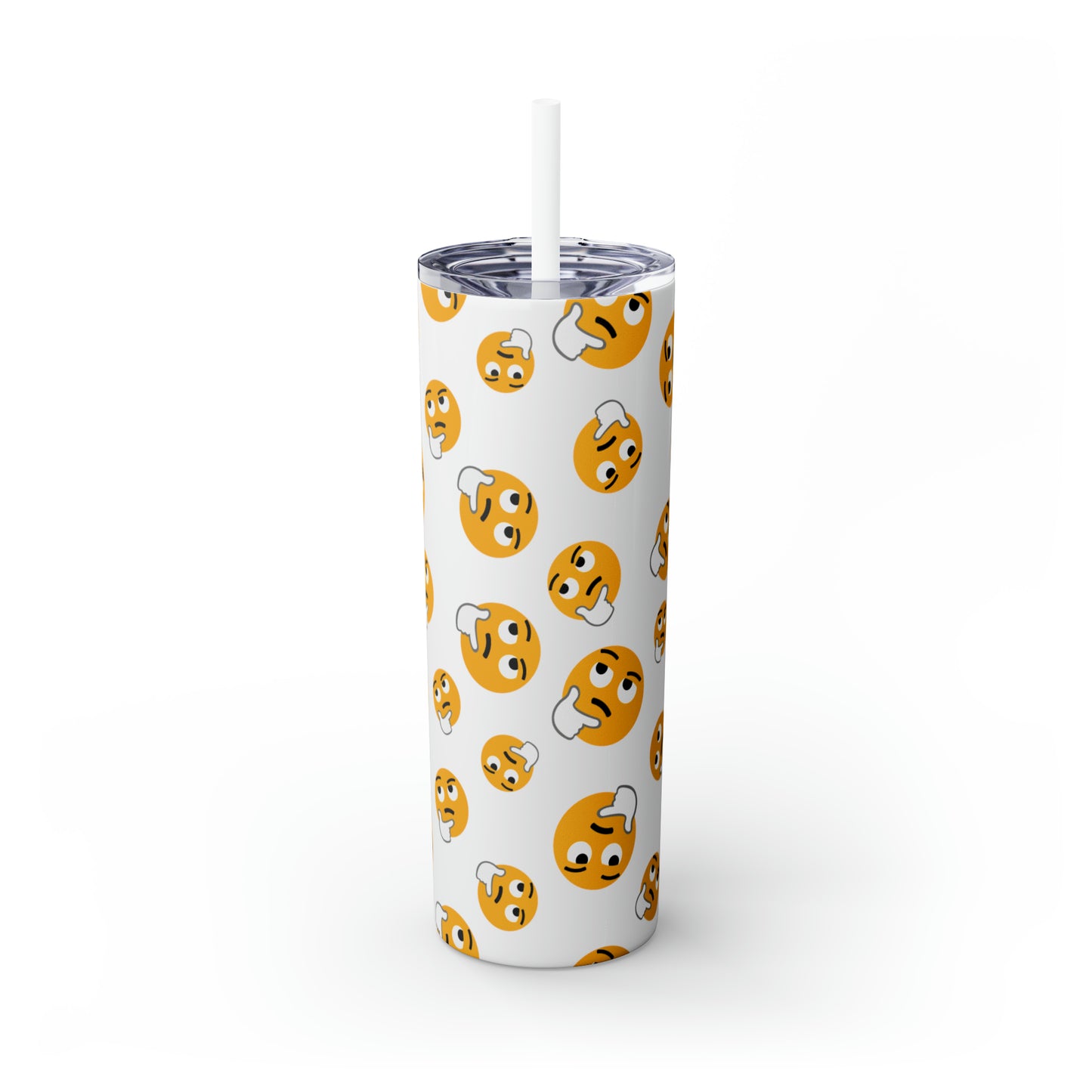 Thinking Emoji Tumbler with Straw, 20oz