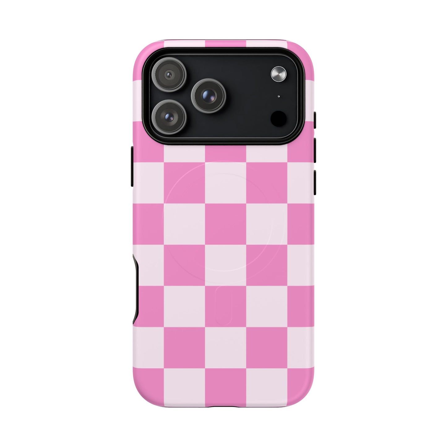 Blush Check Babe MagSafe Phone Case — Pink Checkered Pattern Tough Protective Cover