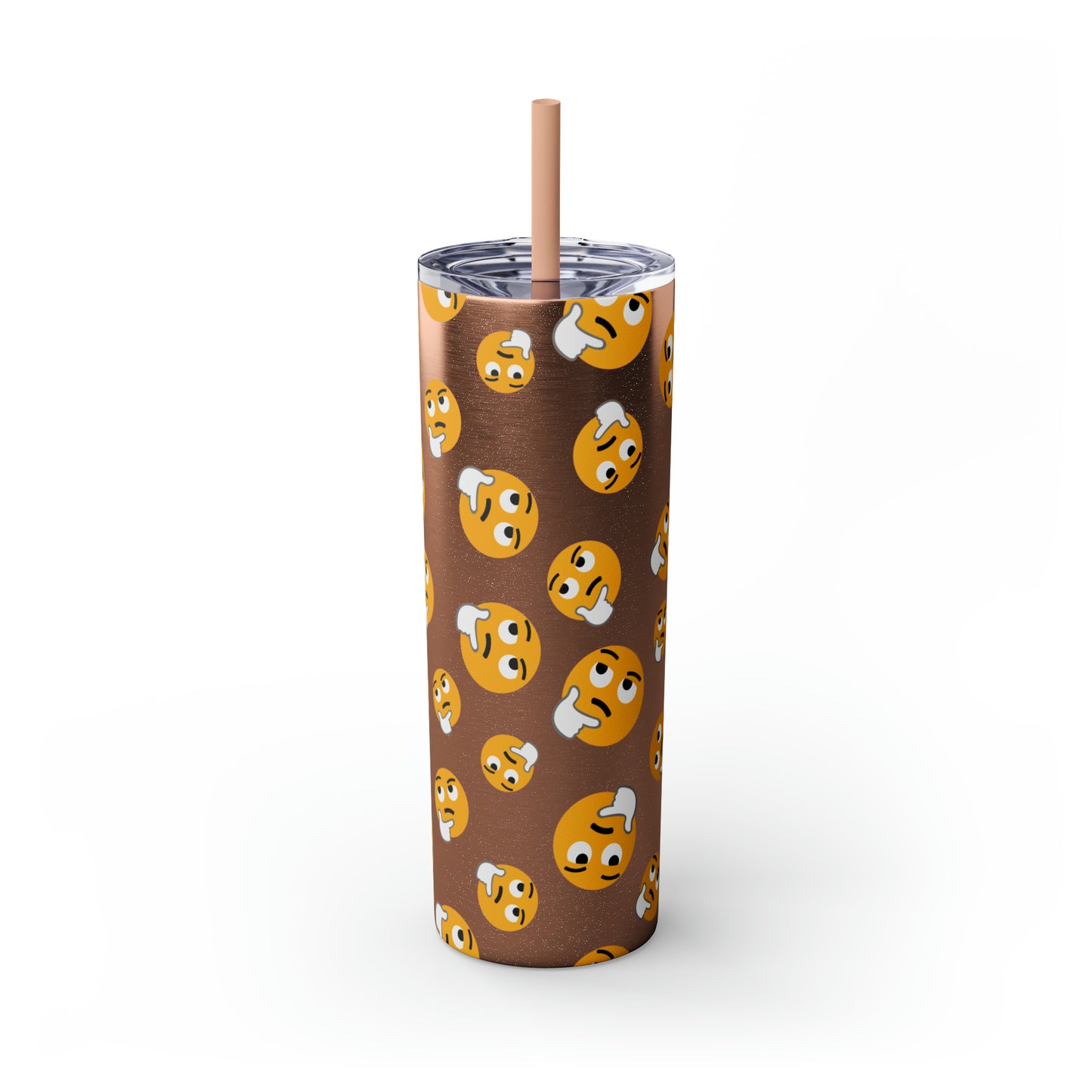 Thinking Emoji Tumbler with Straw, 20oz