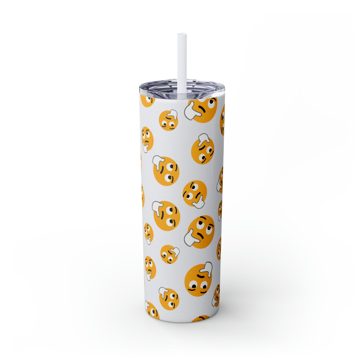 Thinking Emoji Tumbler with Straw, 20oz