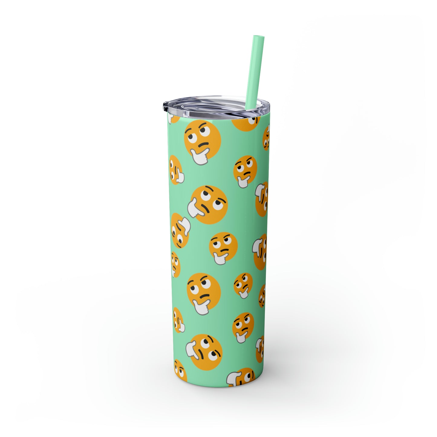 Thinking Emoji Tumbler with Straw, 20oz
