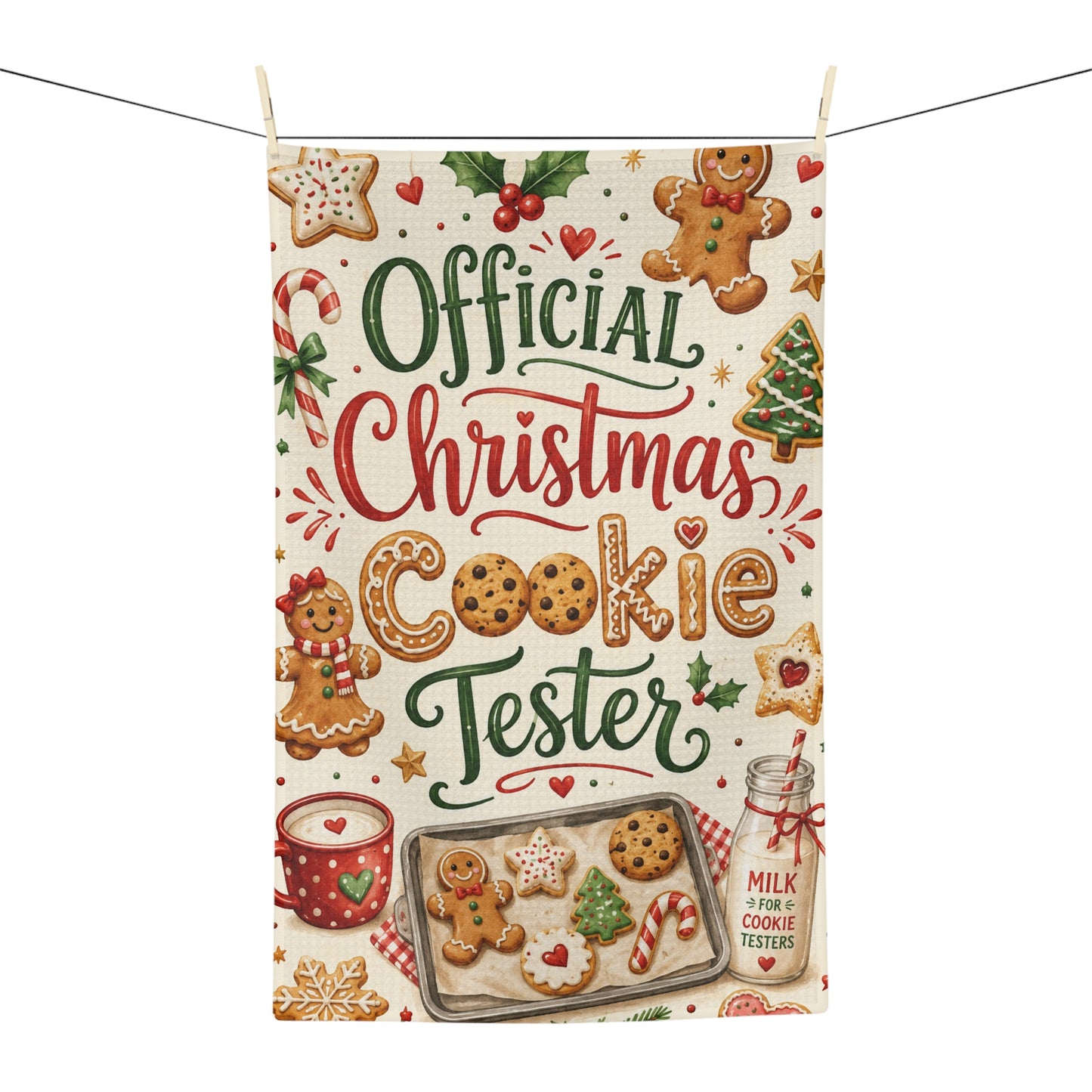 Tea Towel - "Official Christmas Cookie Tester" Holiday Kitchen Towel