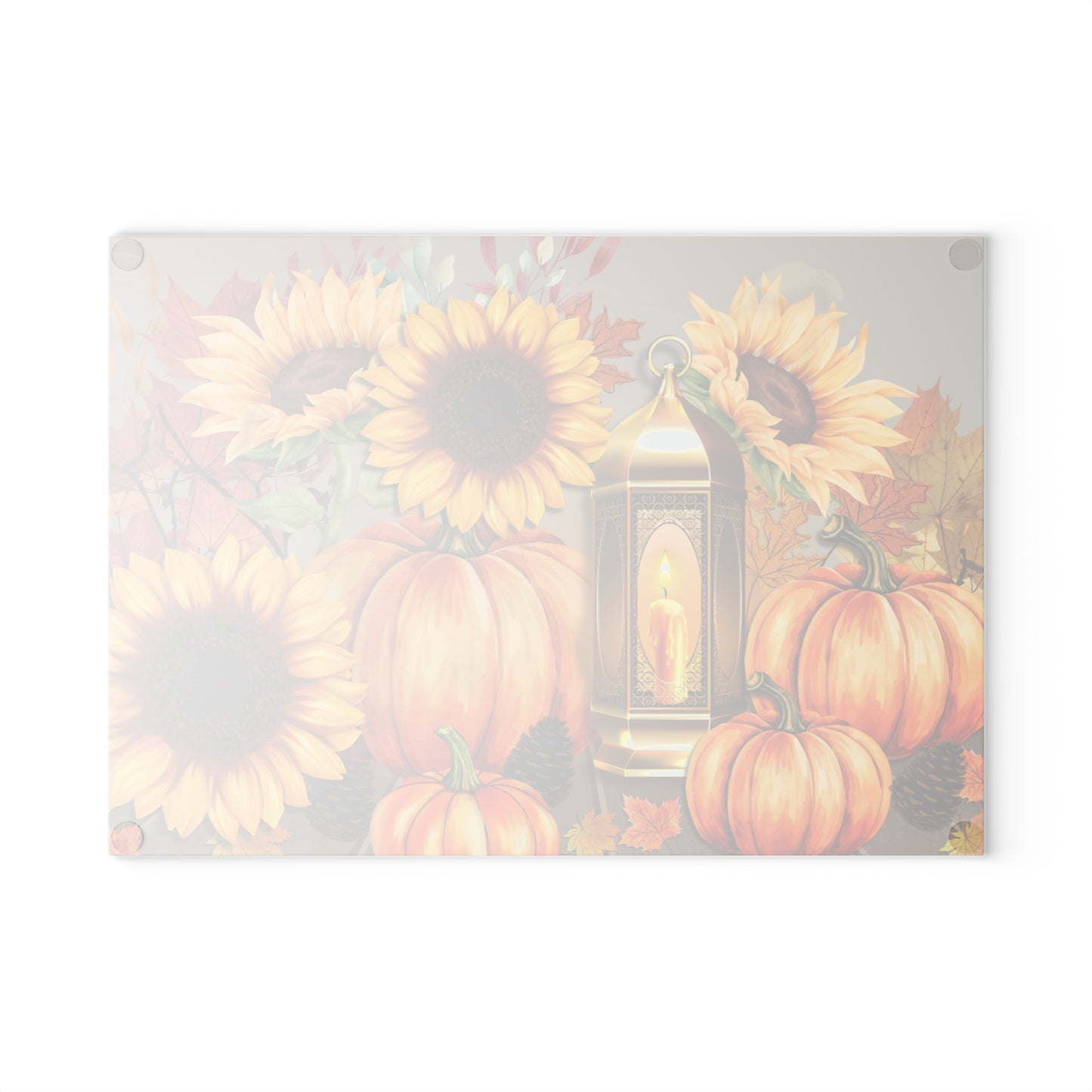 Fall-Themed Glass Cutting Board, Autumn Kitchen Decor, Pumpkin & Sunflower Design, Thanksgiving Gifts, Seasonal Cooking Accessories