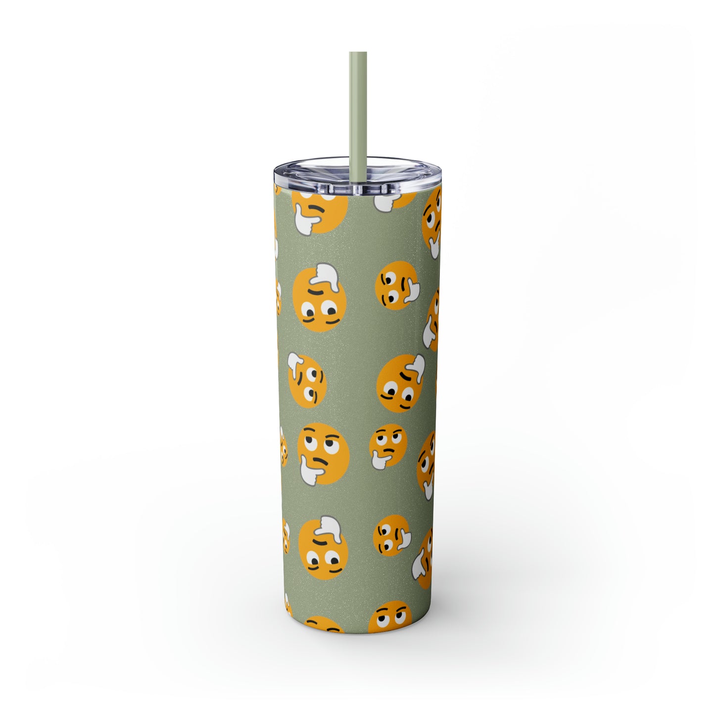 Thinking Emoji Tumbler with Straw, 20oz