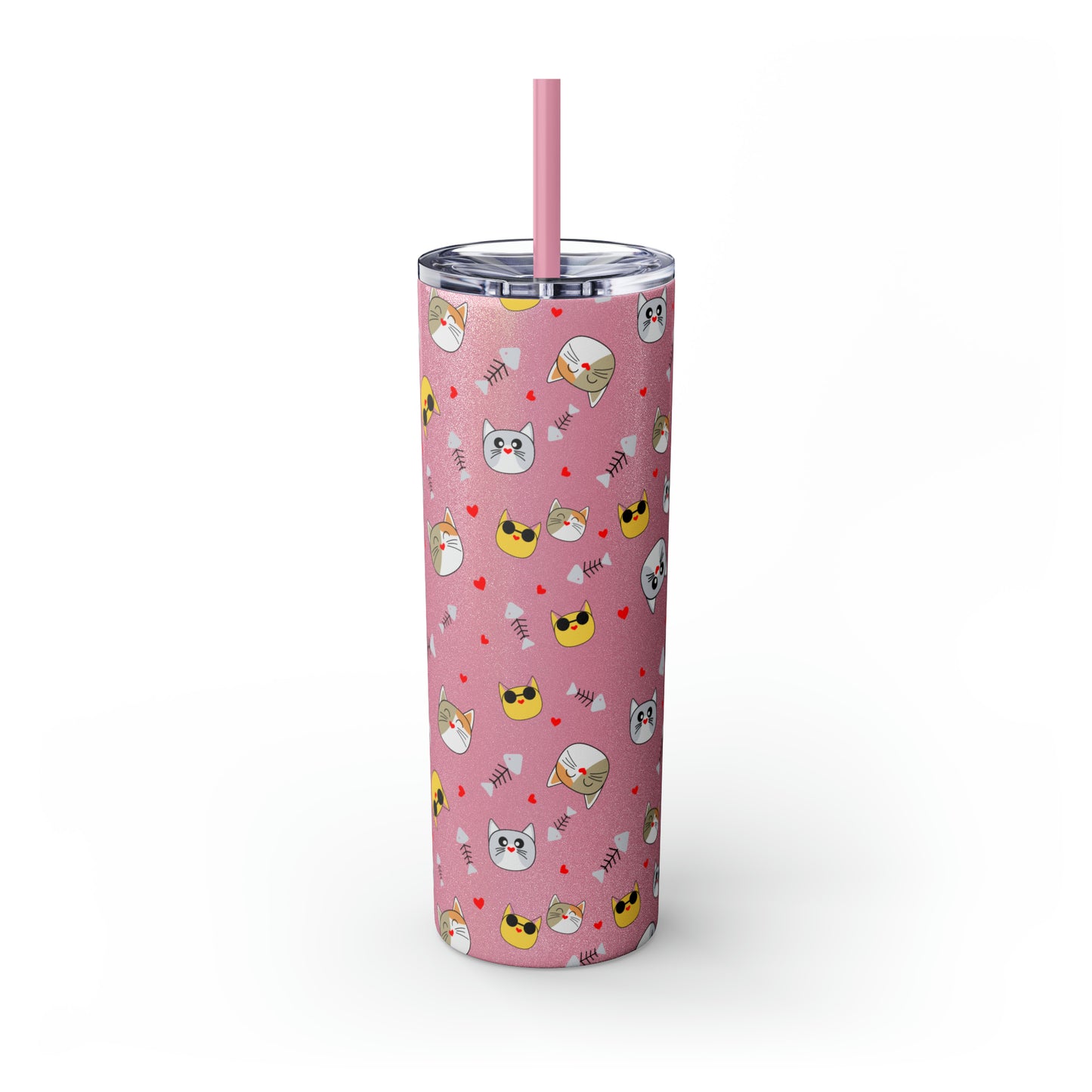 Cat Tumbler with Straw, 20oz