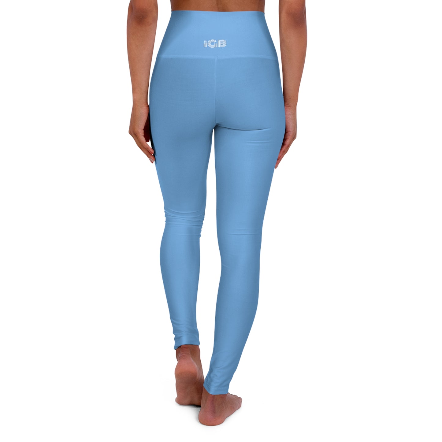 iGB Fits High Waisted Light Blue Yoga Leggings, Activewear, Workout Tights, Athletic Leggings, Fitness Apparel, Comfortable Leggings for Yoga or Gym
