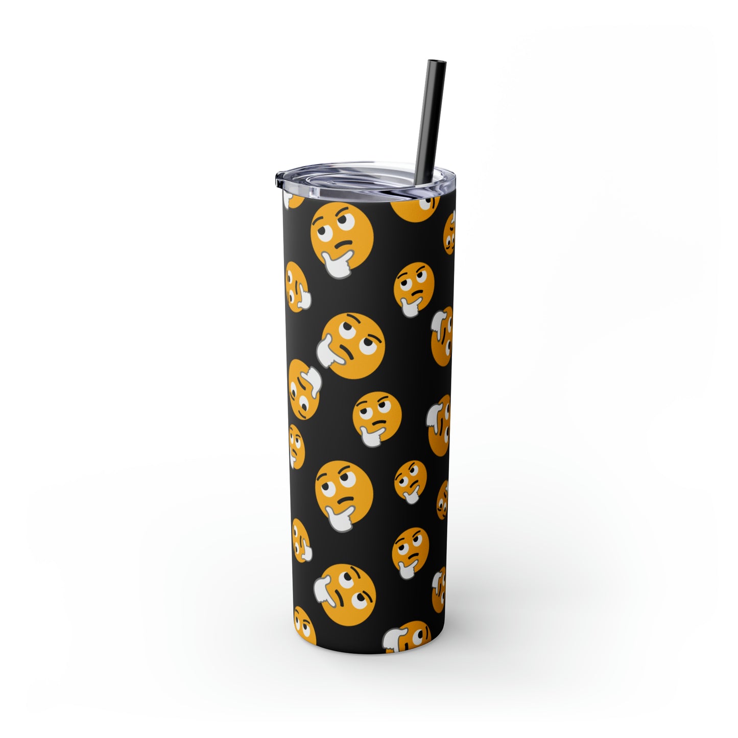 Thinking Emoji Tumbler with Straw, 20oz