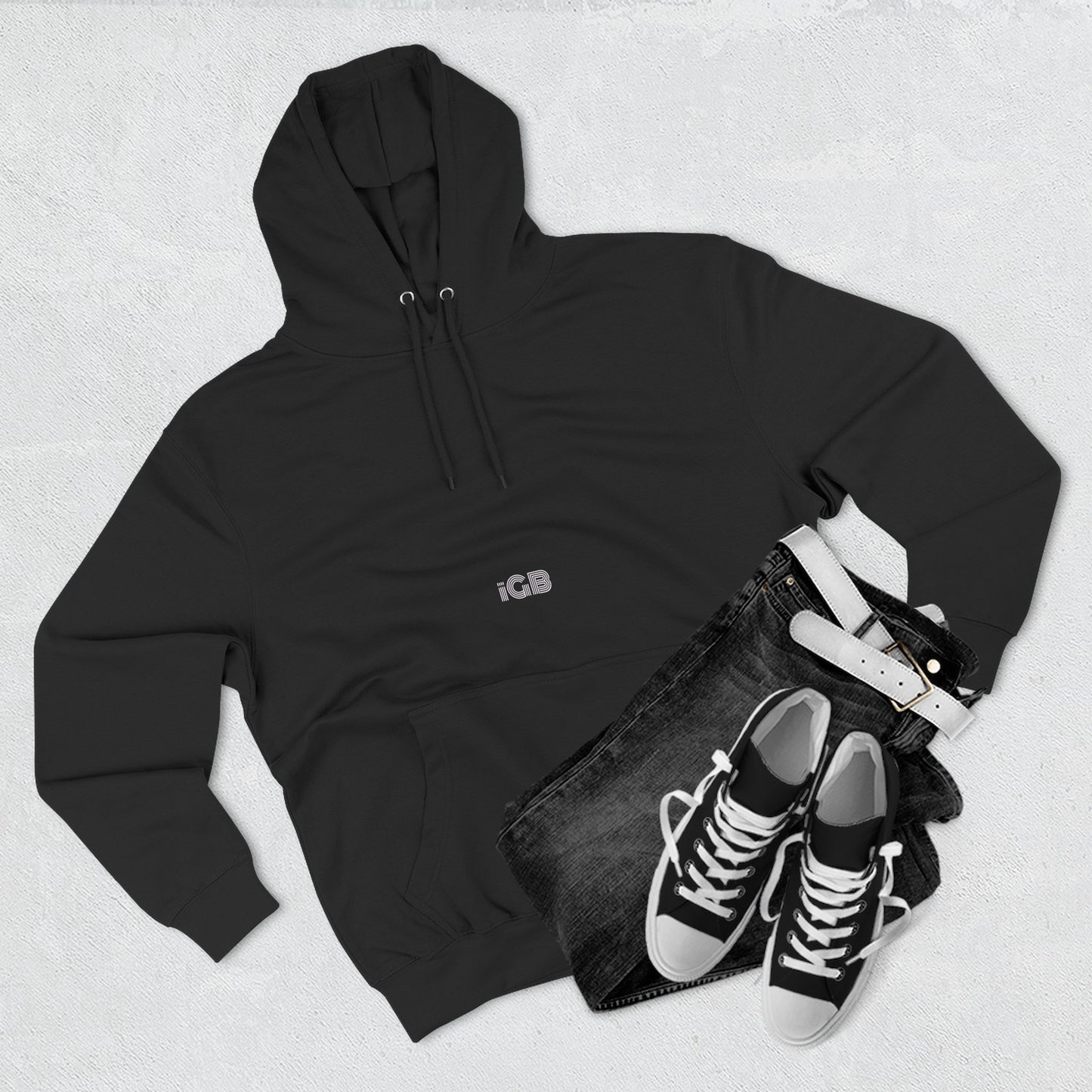 iGB Fits Cozy Three-Panel Fleece Hoodie, Casual Wear, Unisex Fashion, Gift for Her/Him, Fall/Winter Apparel, Comfortable Layering