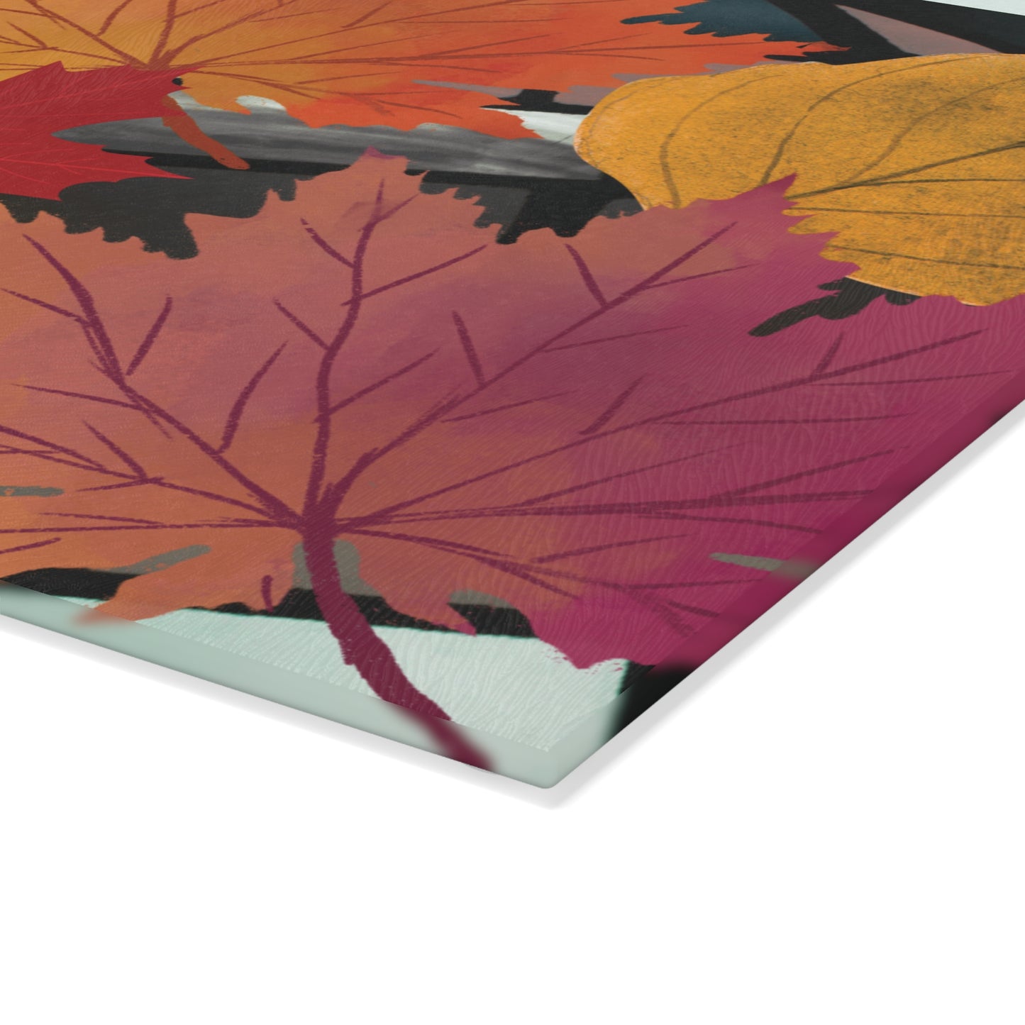 Autumn Leaves Glass Cutting Board, Kitchen Decor, Fall Gifts, Thanksgiving Tableware, Seasonal Cooking, Harvest Celebration