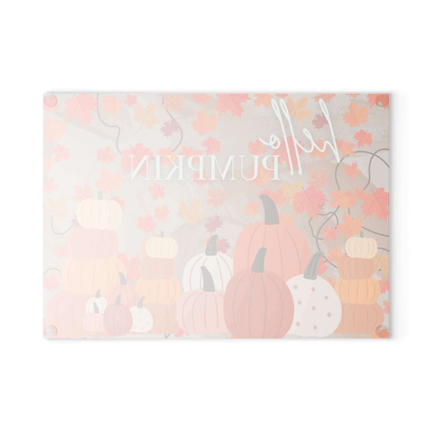 Autumn-Themed Glass Cutting Board, Hello Pumpkin Design for Fall Cooking, Kitchen Decor, Thanksgiving Gift, Seasonal Home Accessory