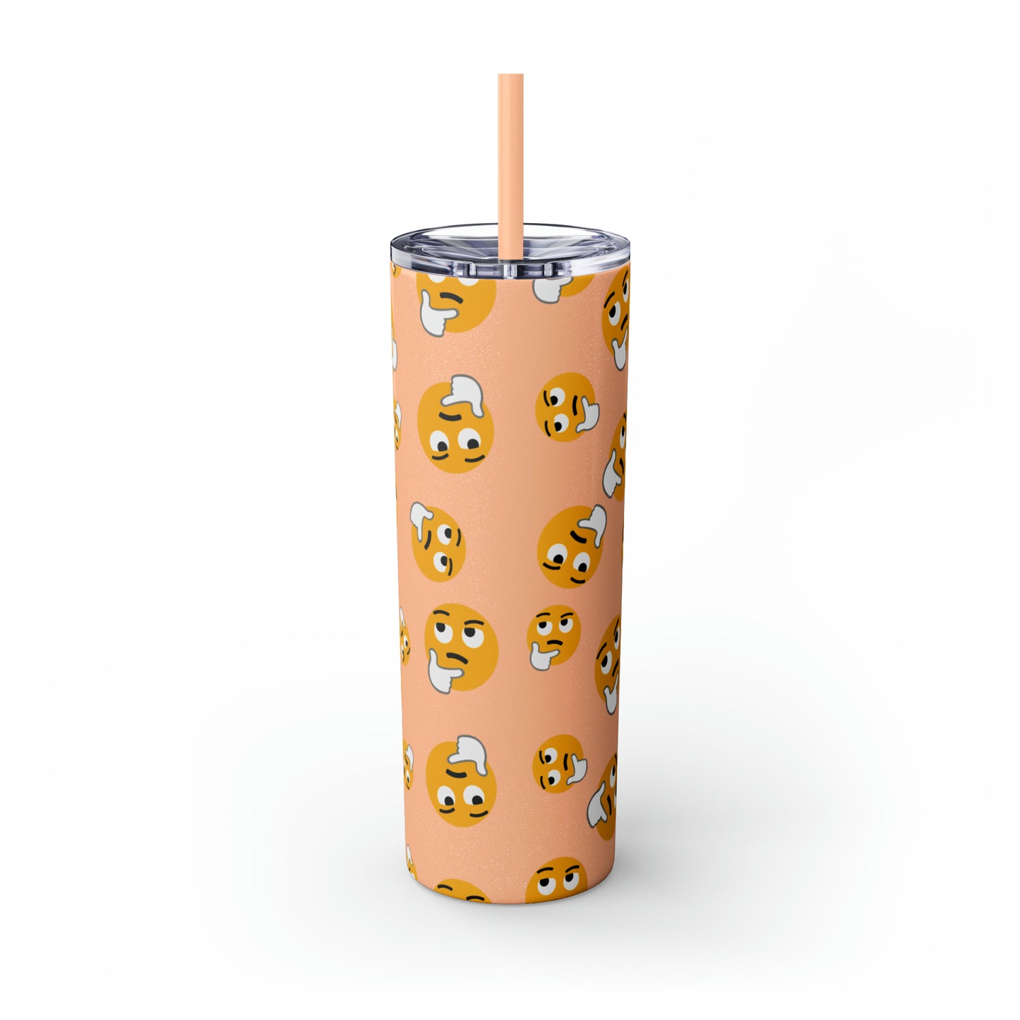 Thinking Emoji Tumbler with Straw, 20oz