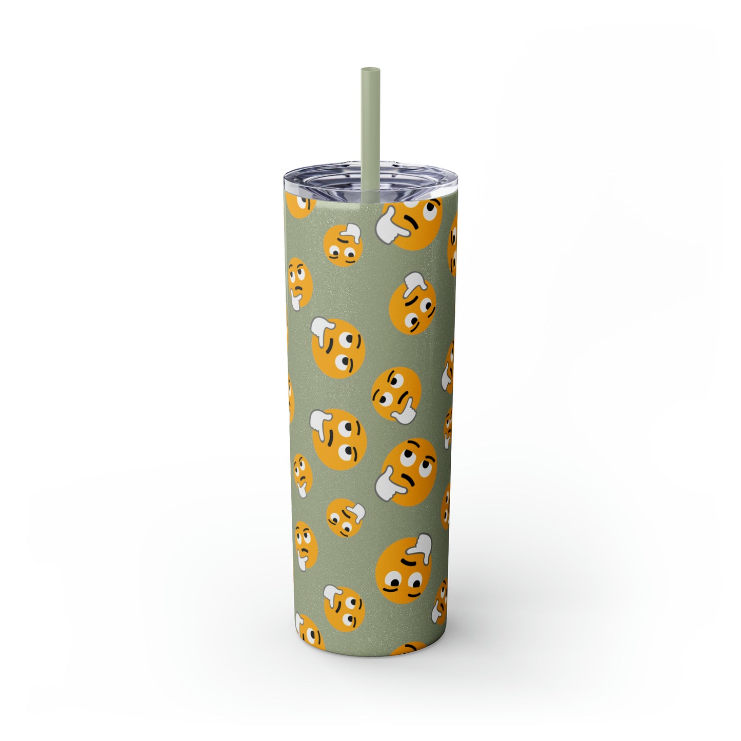 Thinking Emoji Tumbler with Straw, 20oz
