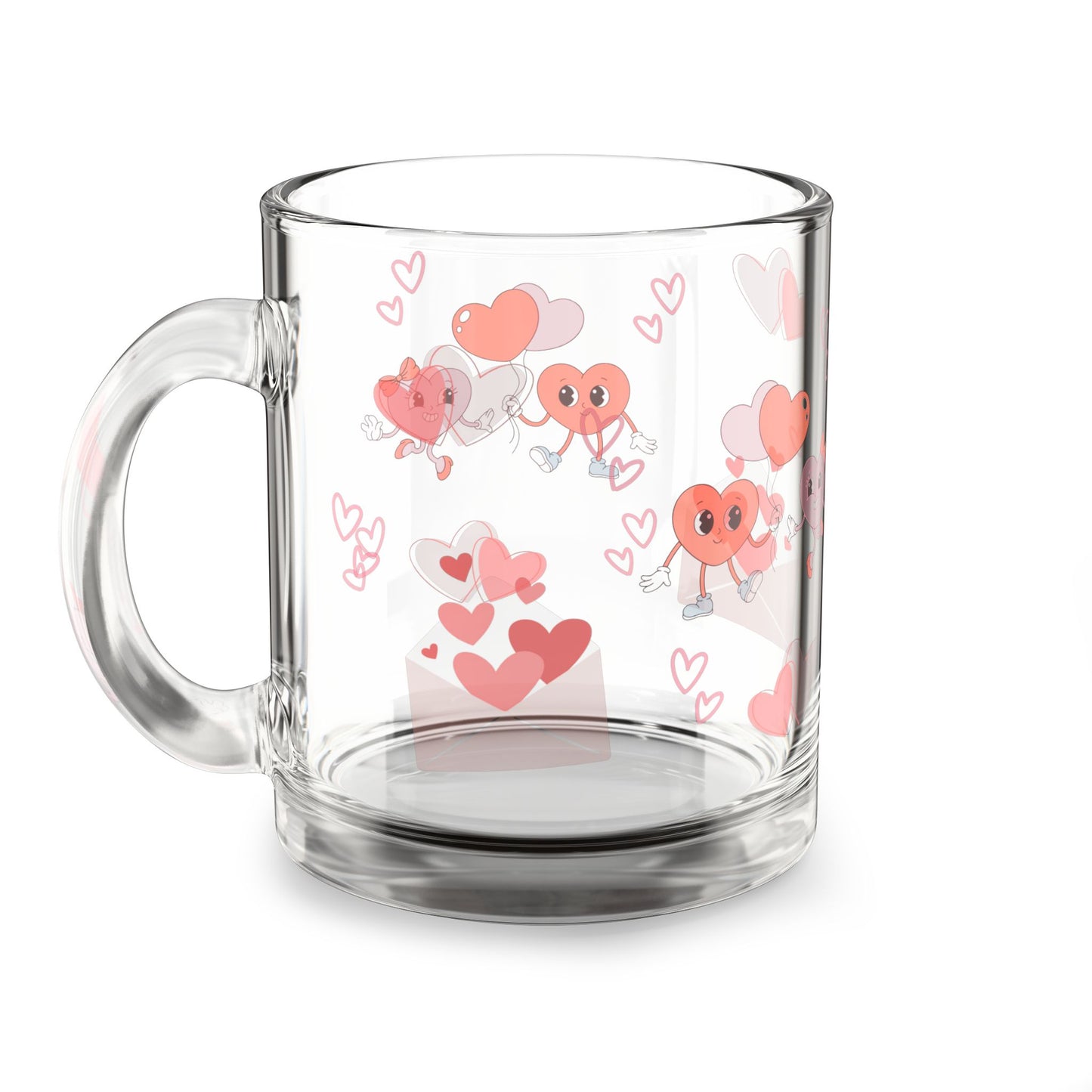 Heartfelt Glass Mug, 10oz | Cute Heart Design | Gift for Couples, Valentine's Day, Wedding, Home Decor, Coffee Lovers