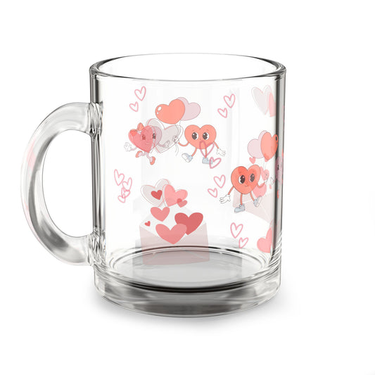Heartfelt Glass Mug, 10oz | Cute Heart Design | Gift for Couples, Valentine's Day, Wedding, Home Decor, Coffee Lovers