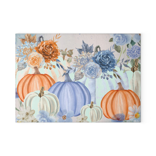 Water Color Autumnal Pumpkin Glass Cutting Board | Kitchen Decor, Thanksgiving Gift, Fall Home Decor, Cooking Accessory, Pumpkin Season