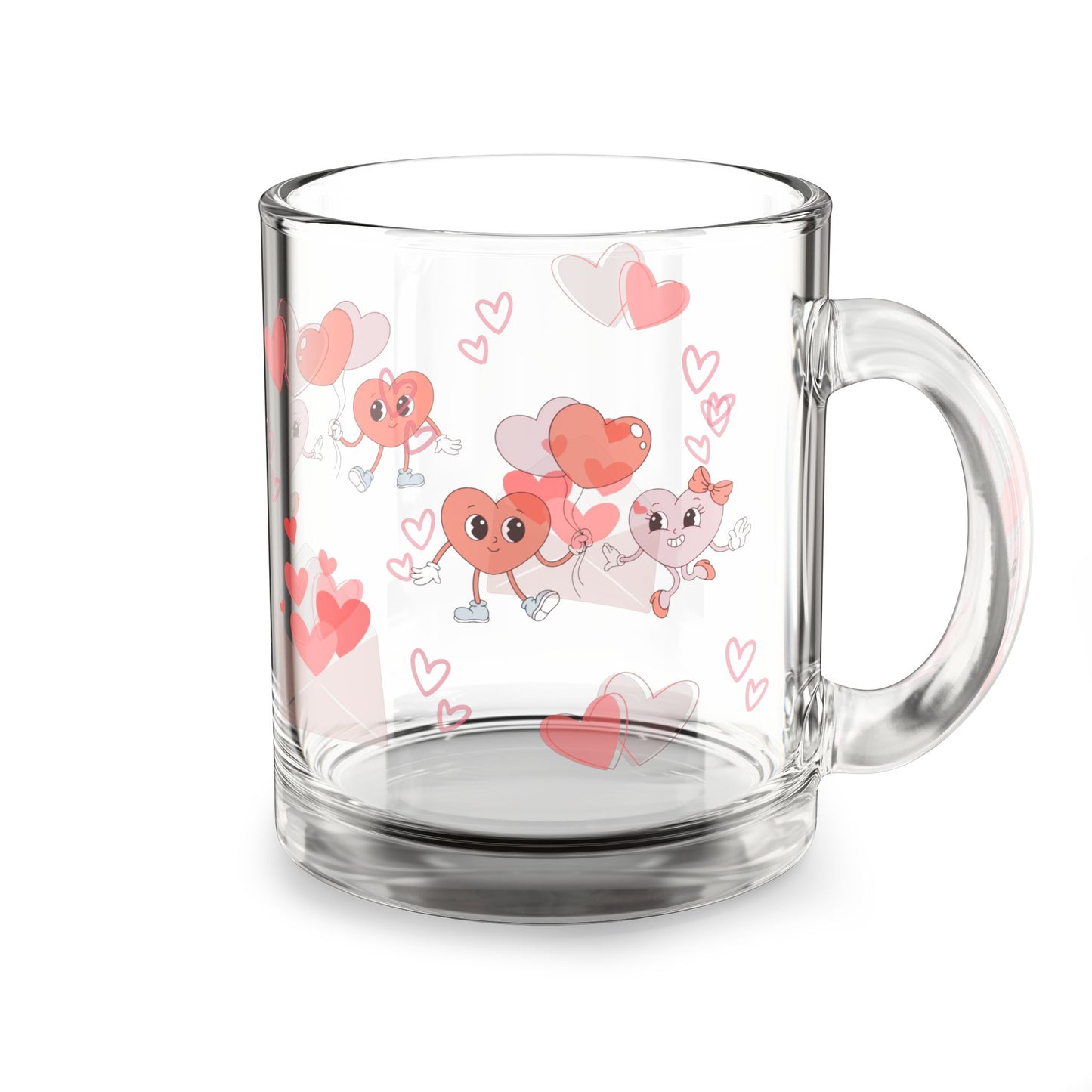 Heartfelt Glass Mug, 10oz | Cute Heart Design | Gift for Couples, Valentine's Day, Wedding, Home Decor, Coffee Lovers