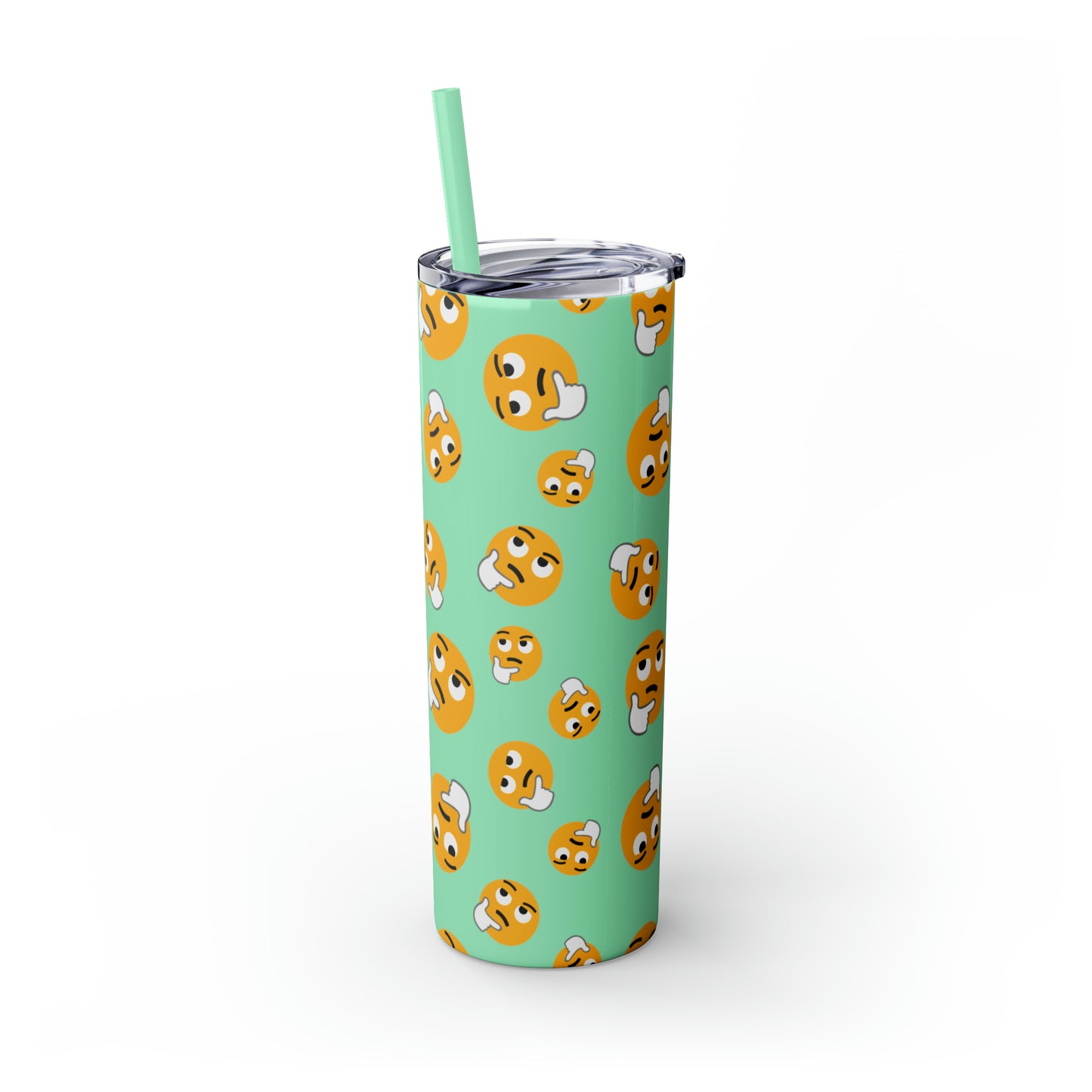 Thinking Emoji Tumbler with Straw, 20oz
