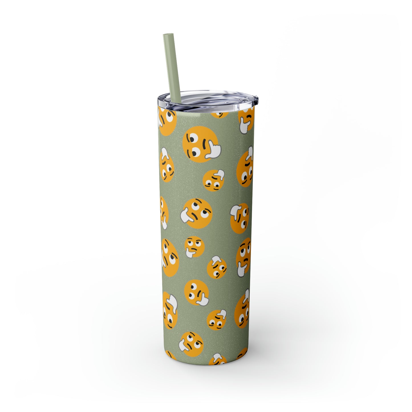Thinking Emoji Tumbler with Straw, 20oz